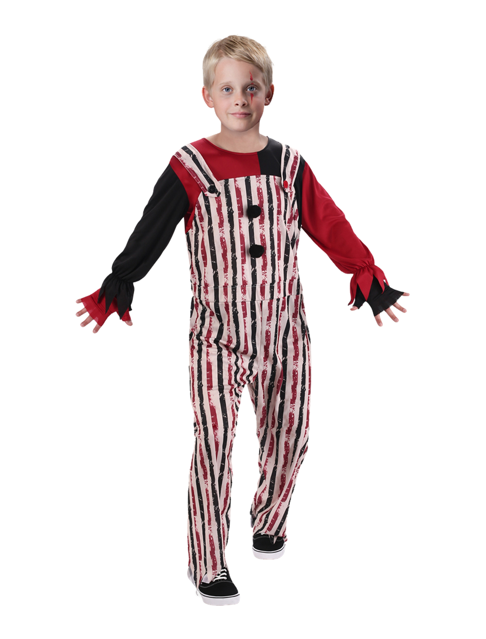 Overall Horrorclown 2-tlg. Kinder schwarz/weiß/rot
