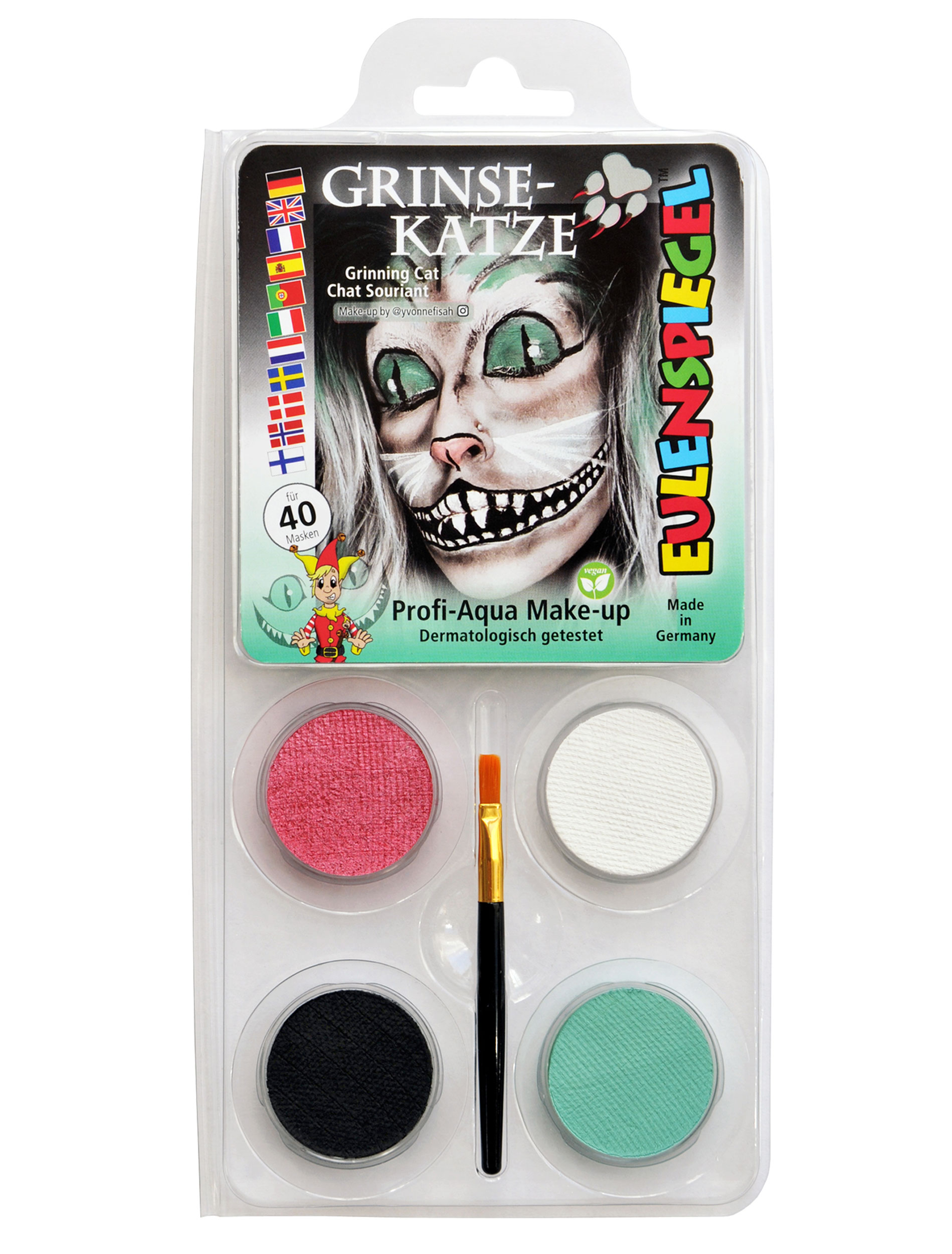 Aqua-Set Grinse-Katze bunt Schminke für Karneval & Fasching