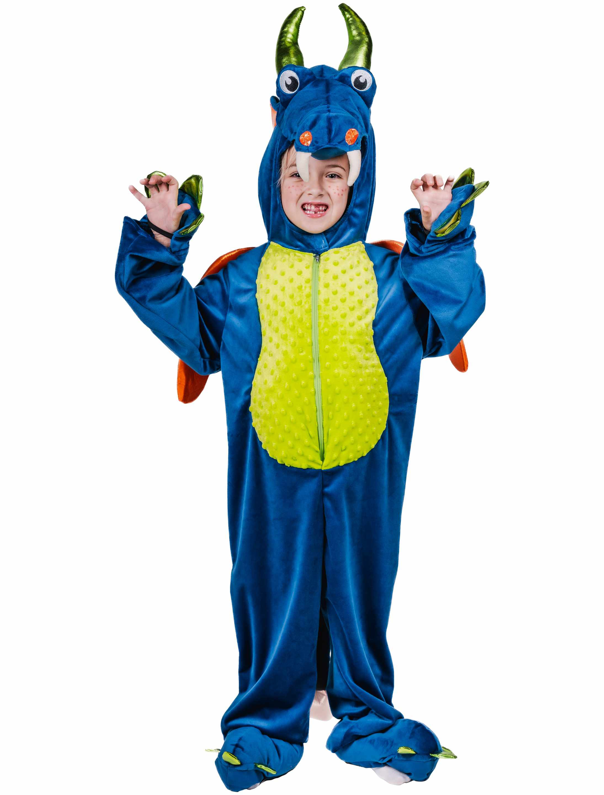 Overall Plüsch Drache Kinder blau 98/104