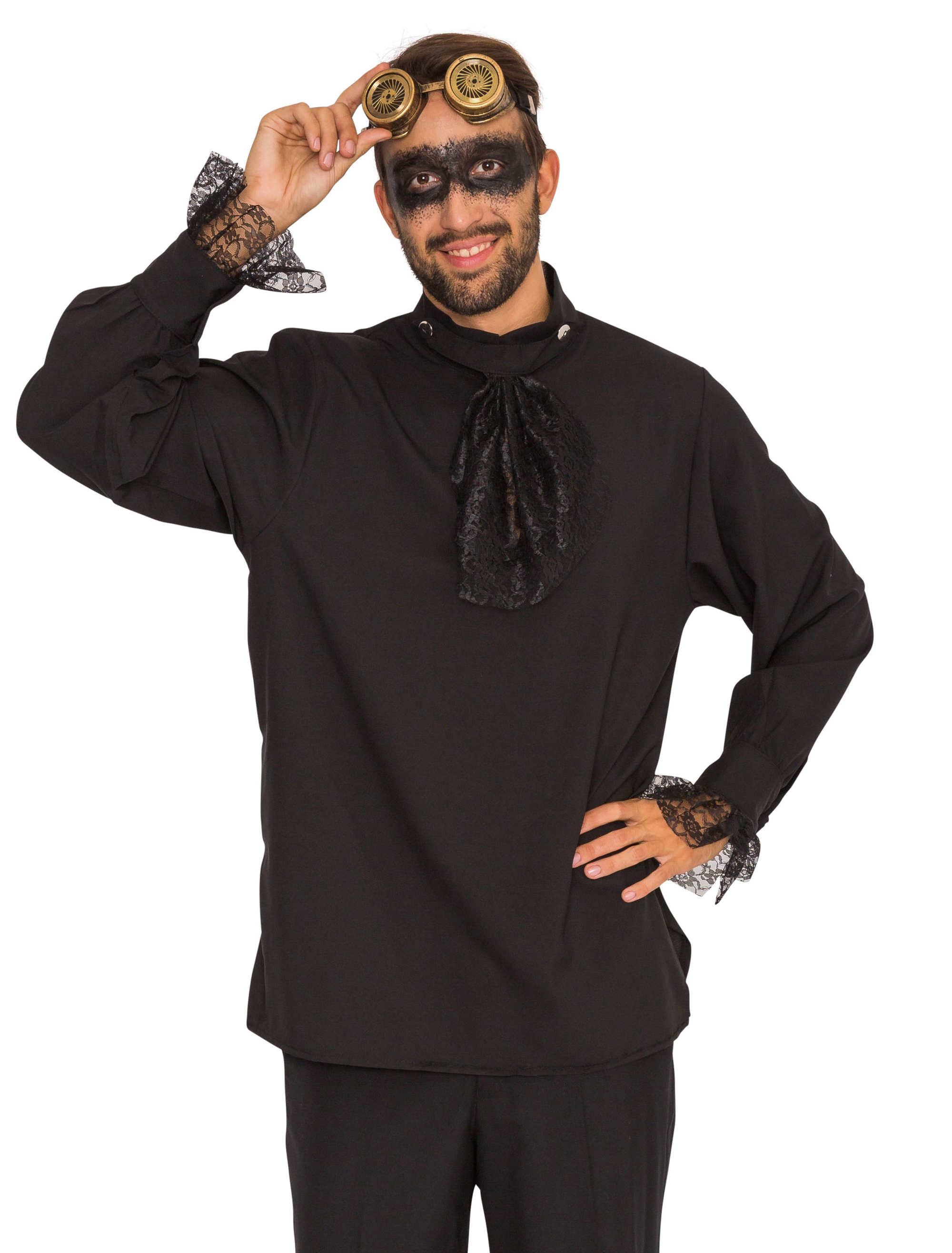 Hemd mit Jabot Herren schwarz M