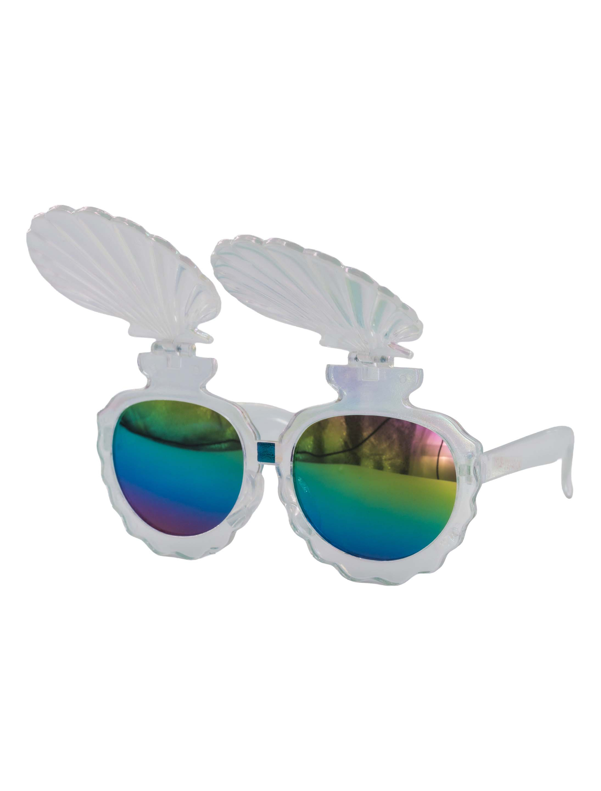 Kostümzubehör Brille Muschel klappbar transparent