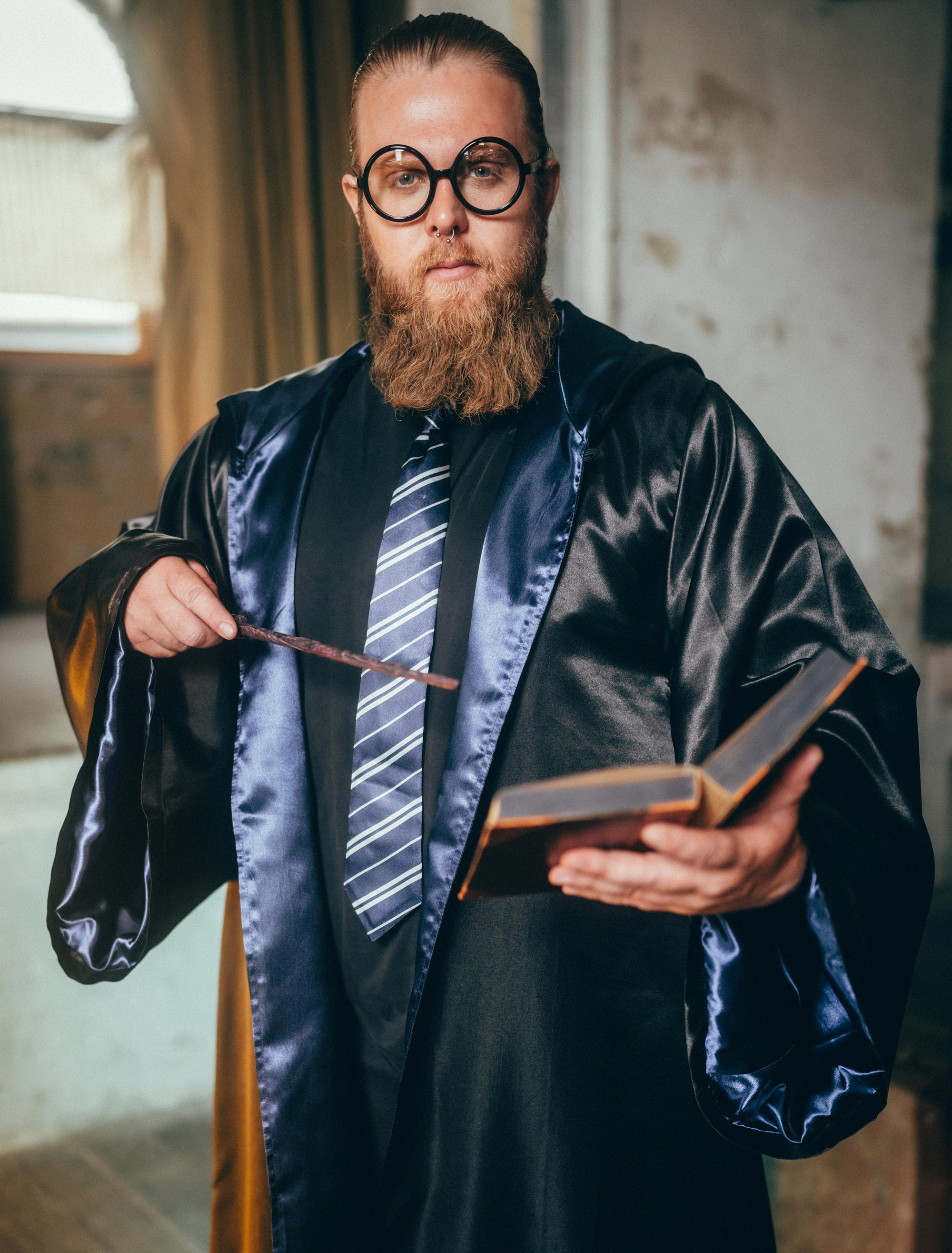 Zauberer Robe Erwachsene schwarz/blau one size