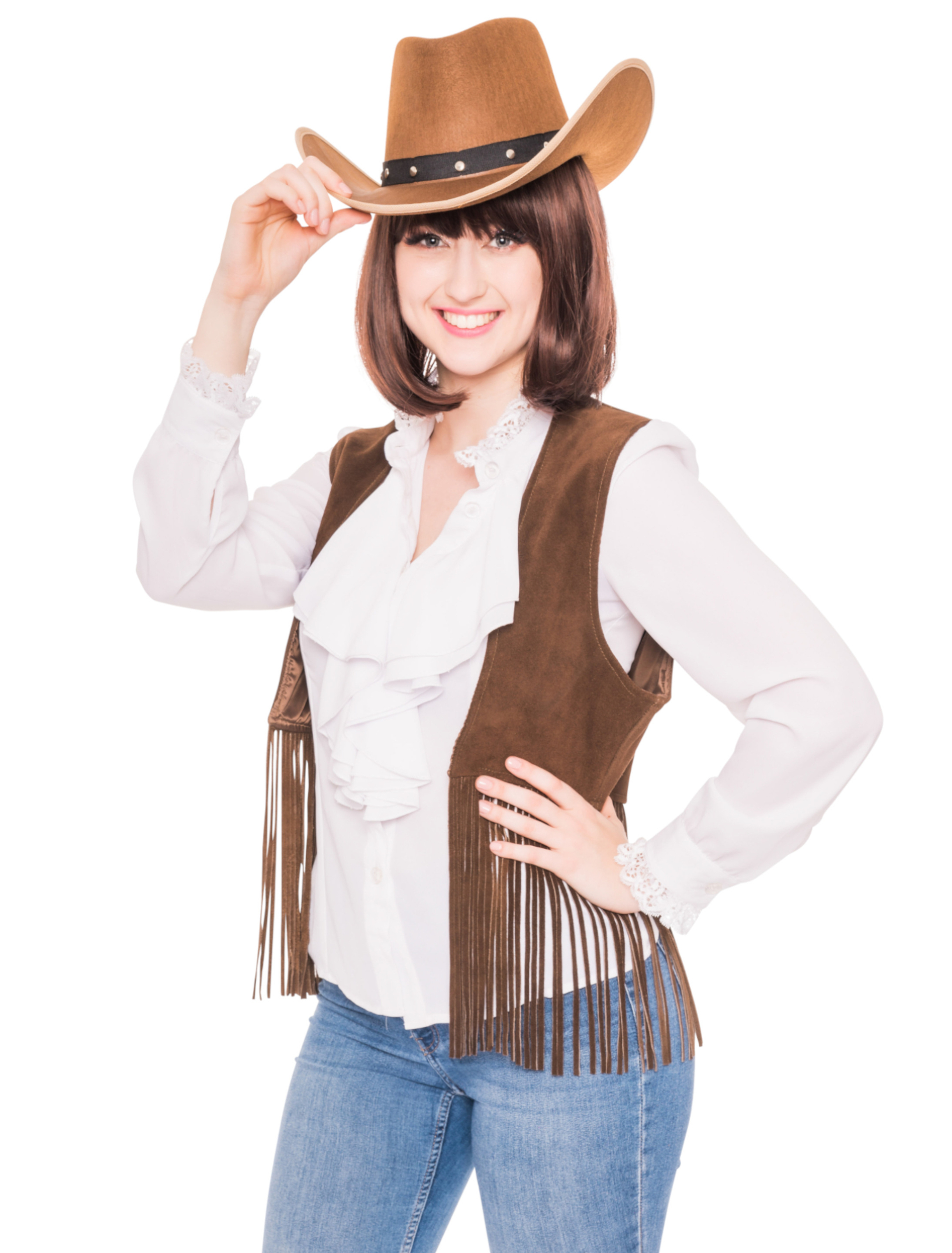 Weste Cowboy Damen dunkelbraun L/XL