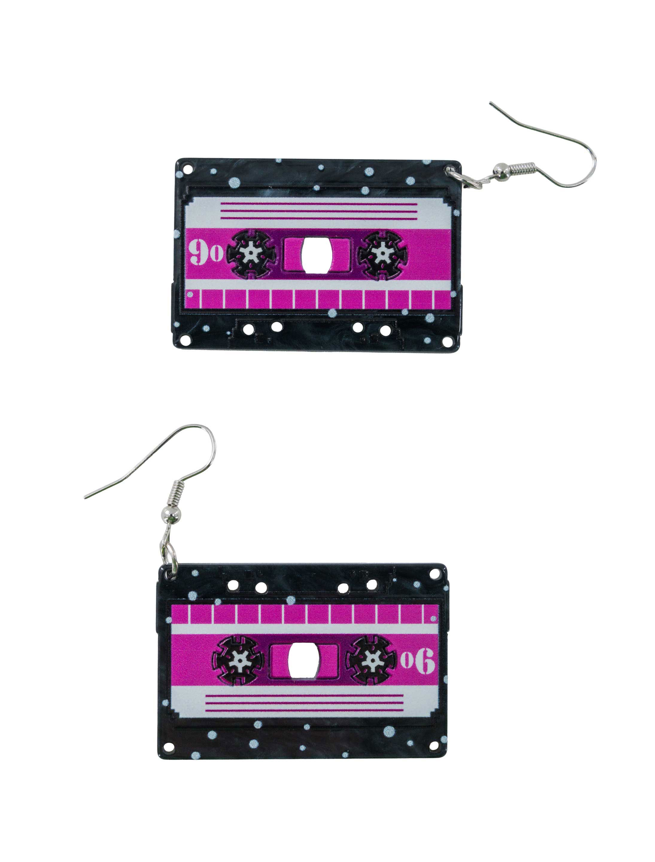 Kostümzubehör Ohrringe Kassette schwarz/pink
