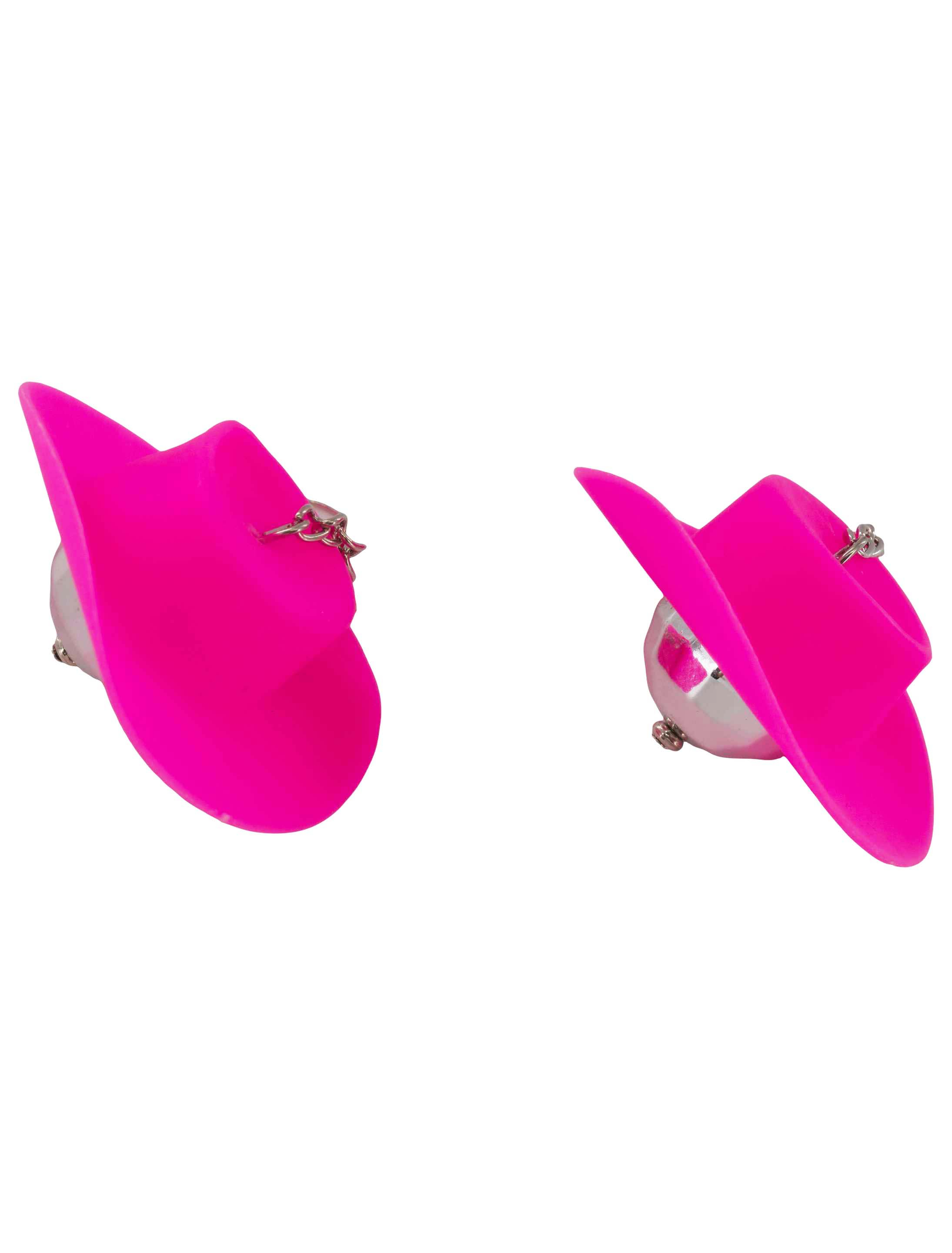 Kostümzubehör Ohrringe Cowboyhut pink