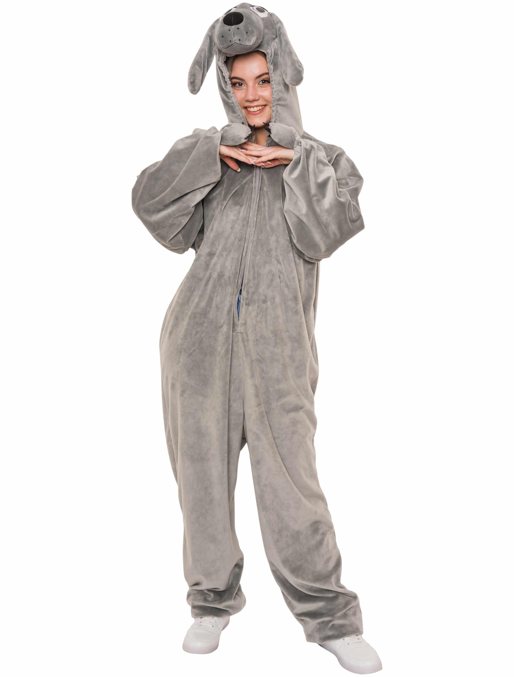 Overall Plüsch Hund Herren grau 56/58