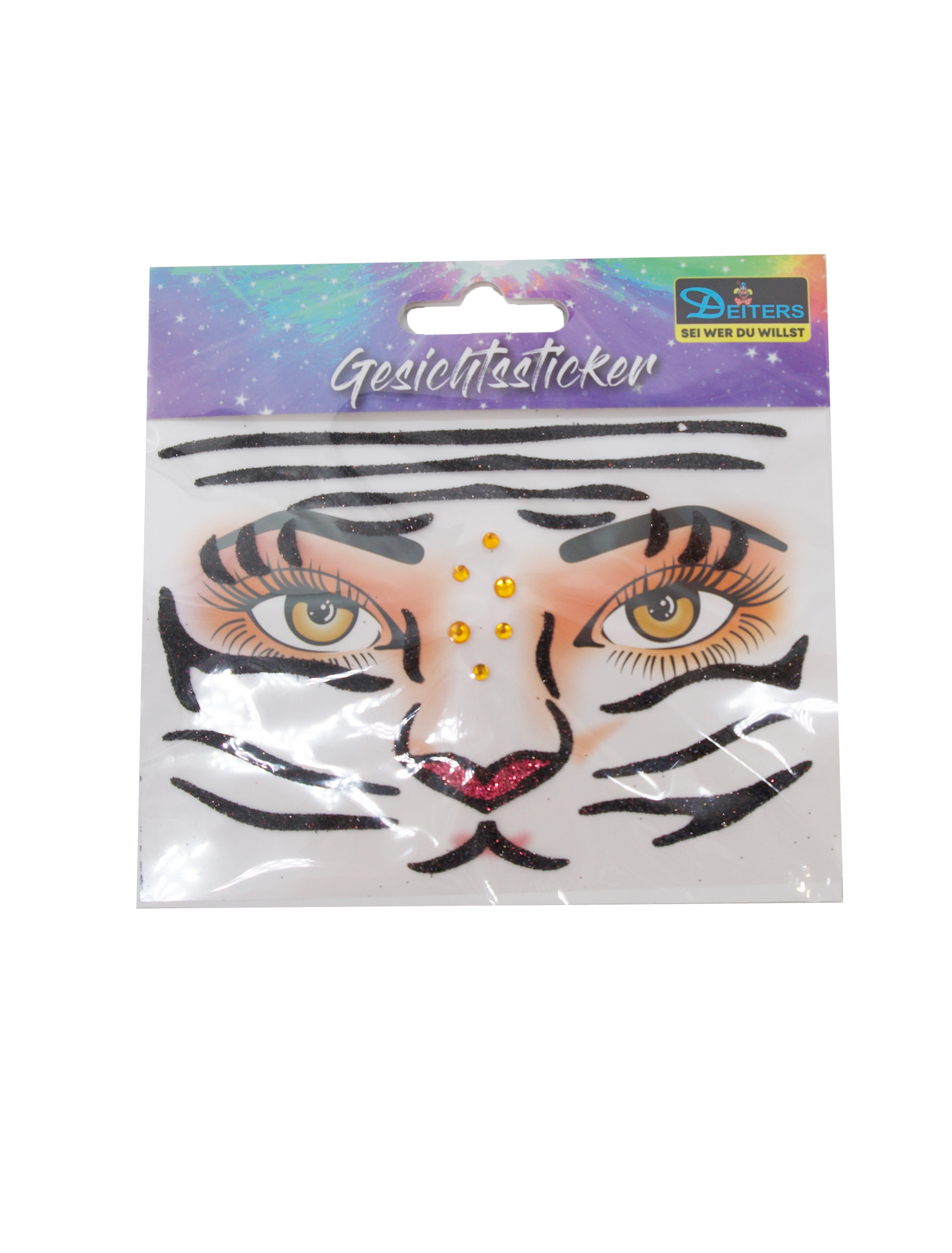 Gesichtssticker Tiger schwarz/braun Schminke für Karneval & Fasching
