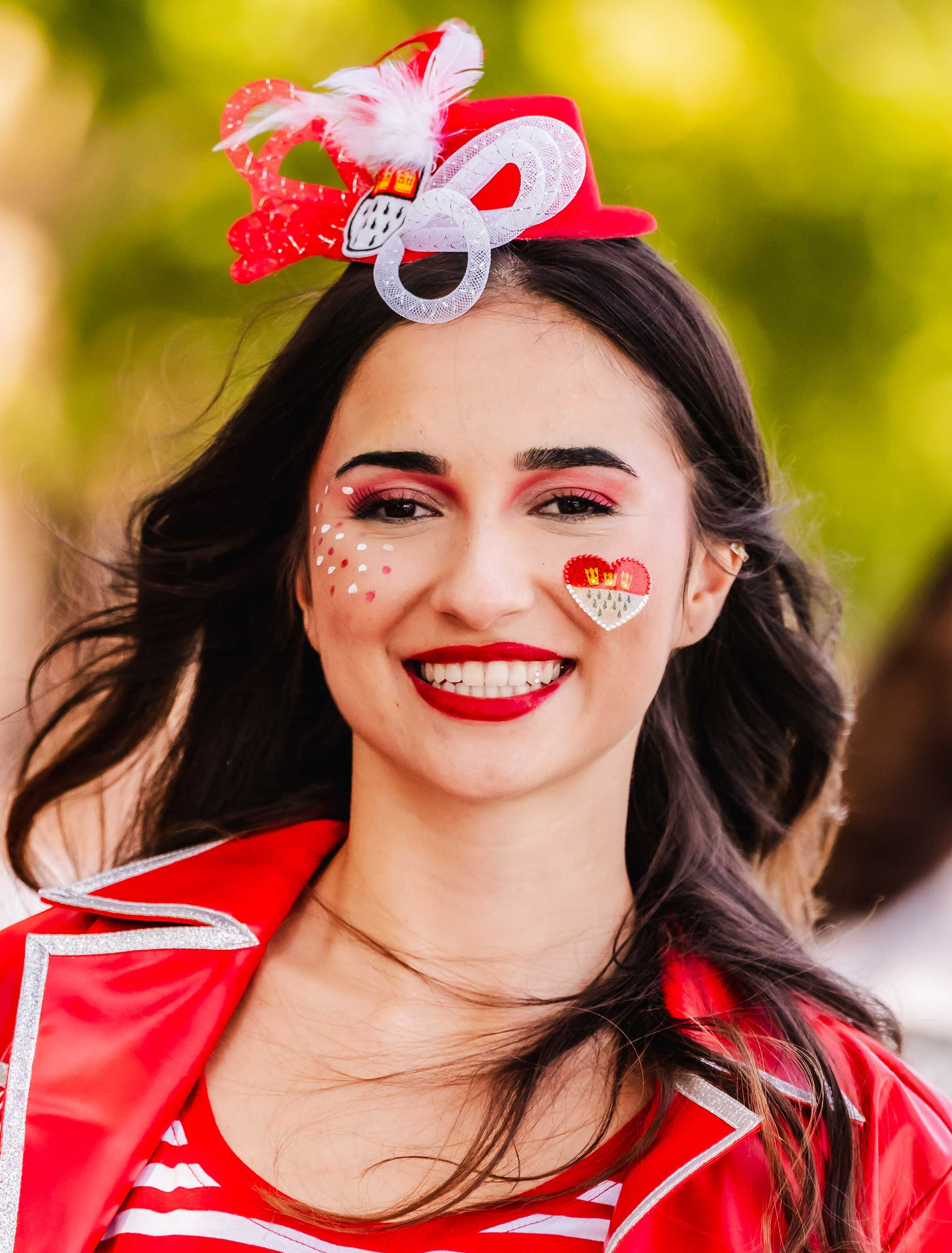 Kostümzubehör Glitzer-Tattoo Köln Herz mit Strass Farbe: rot/weiß