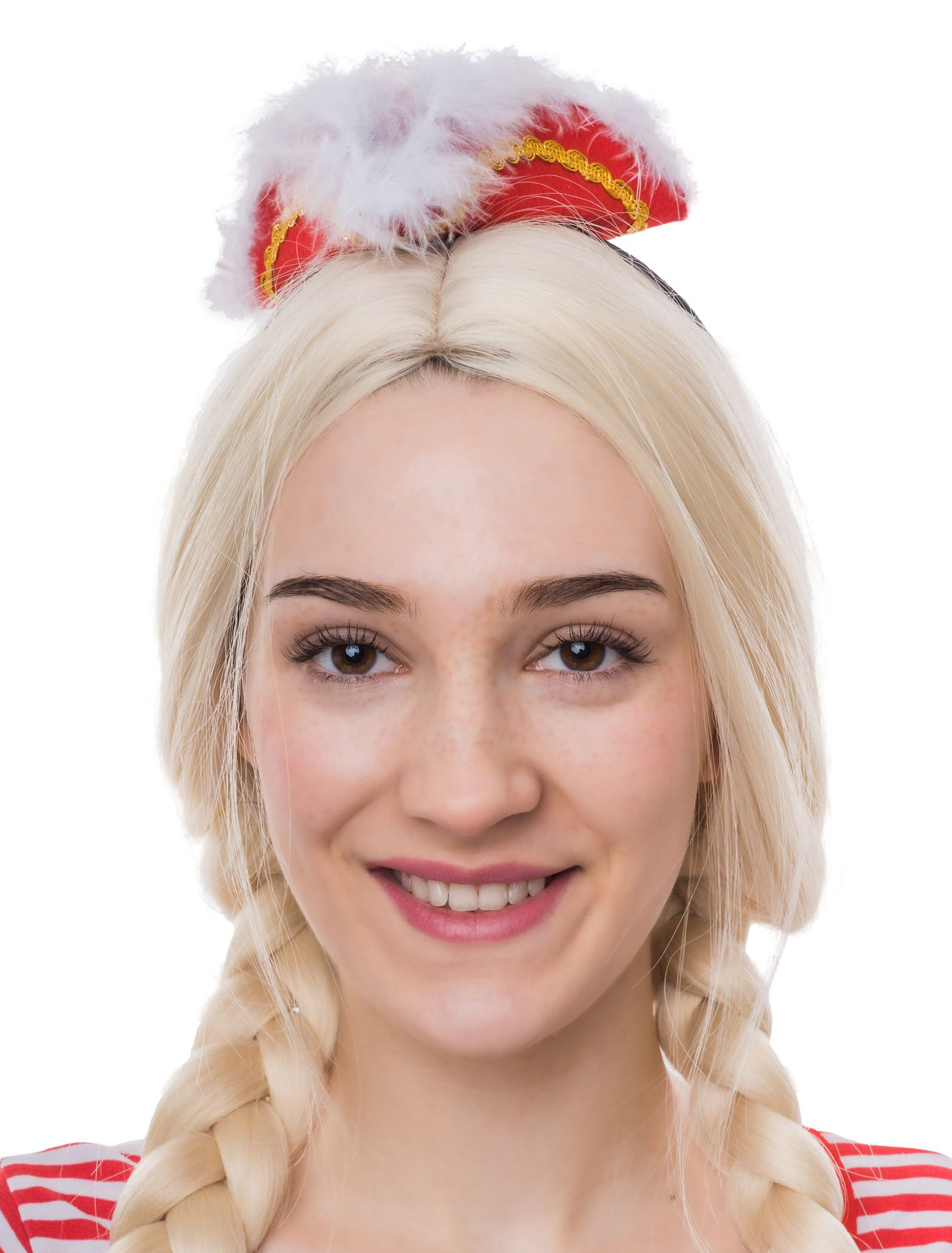 Kostümzubehör Dreispitz Mini Haarband mit Marabu rot