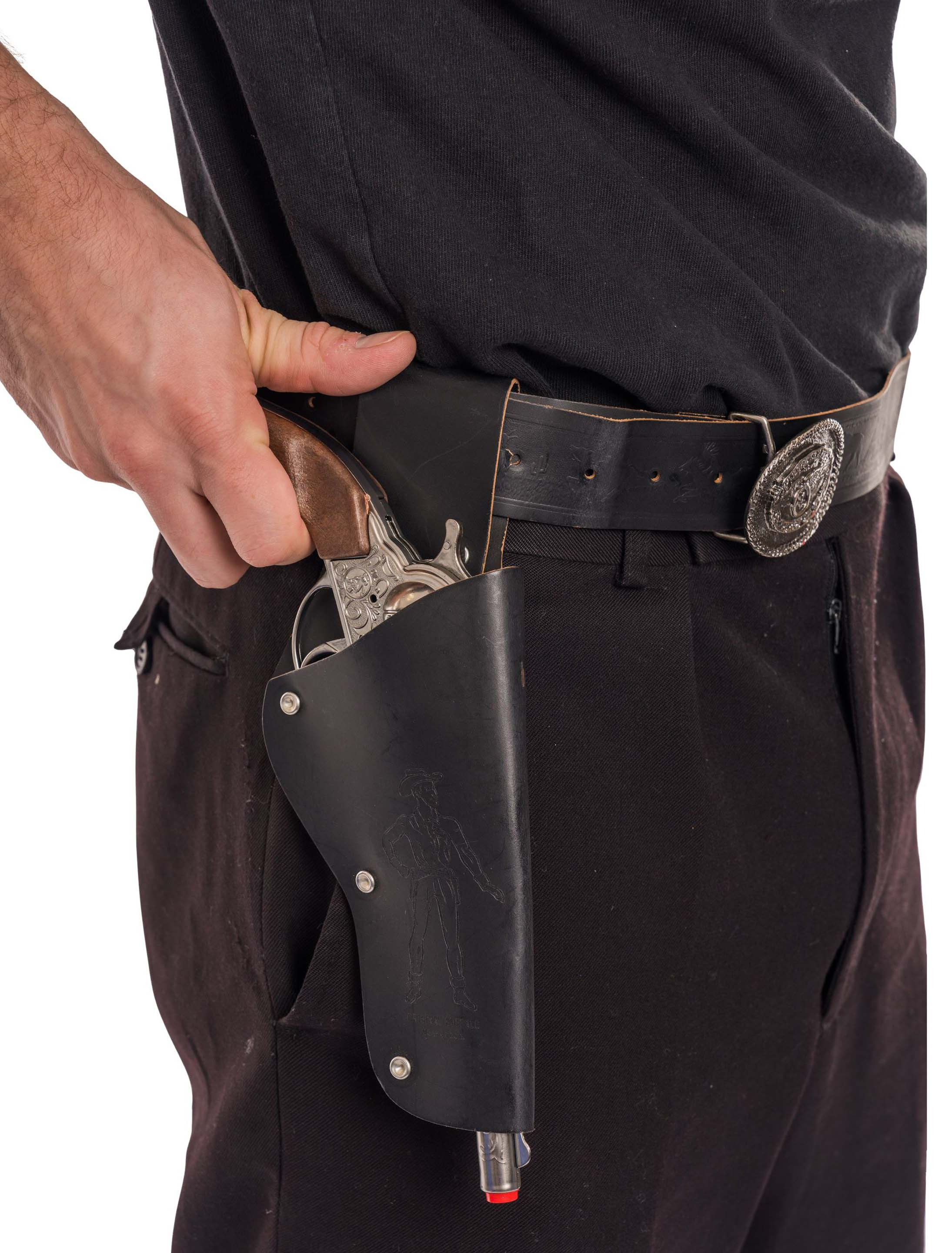 Kostümzubehör Coltgürtel Leder 1 Tasche schwarz oder braun