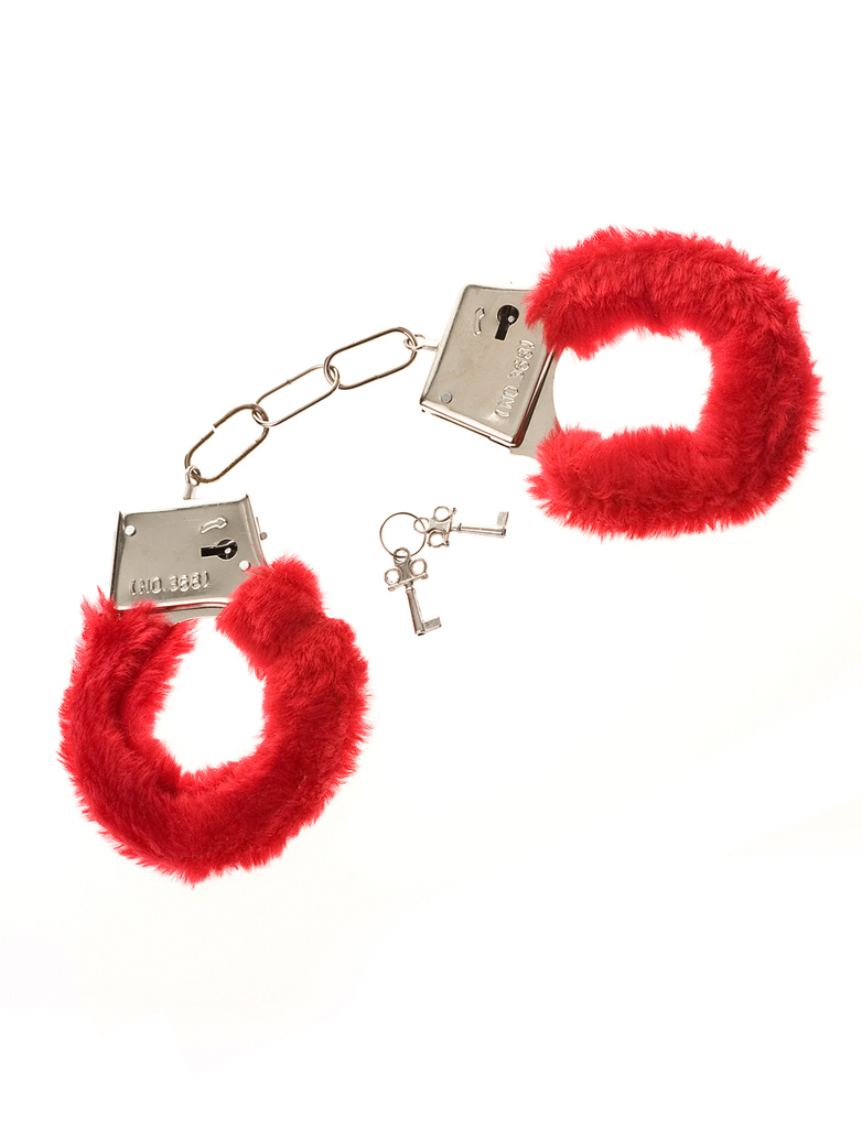 Kostümzubehör Handschellen Plüsch rot