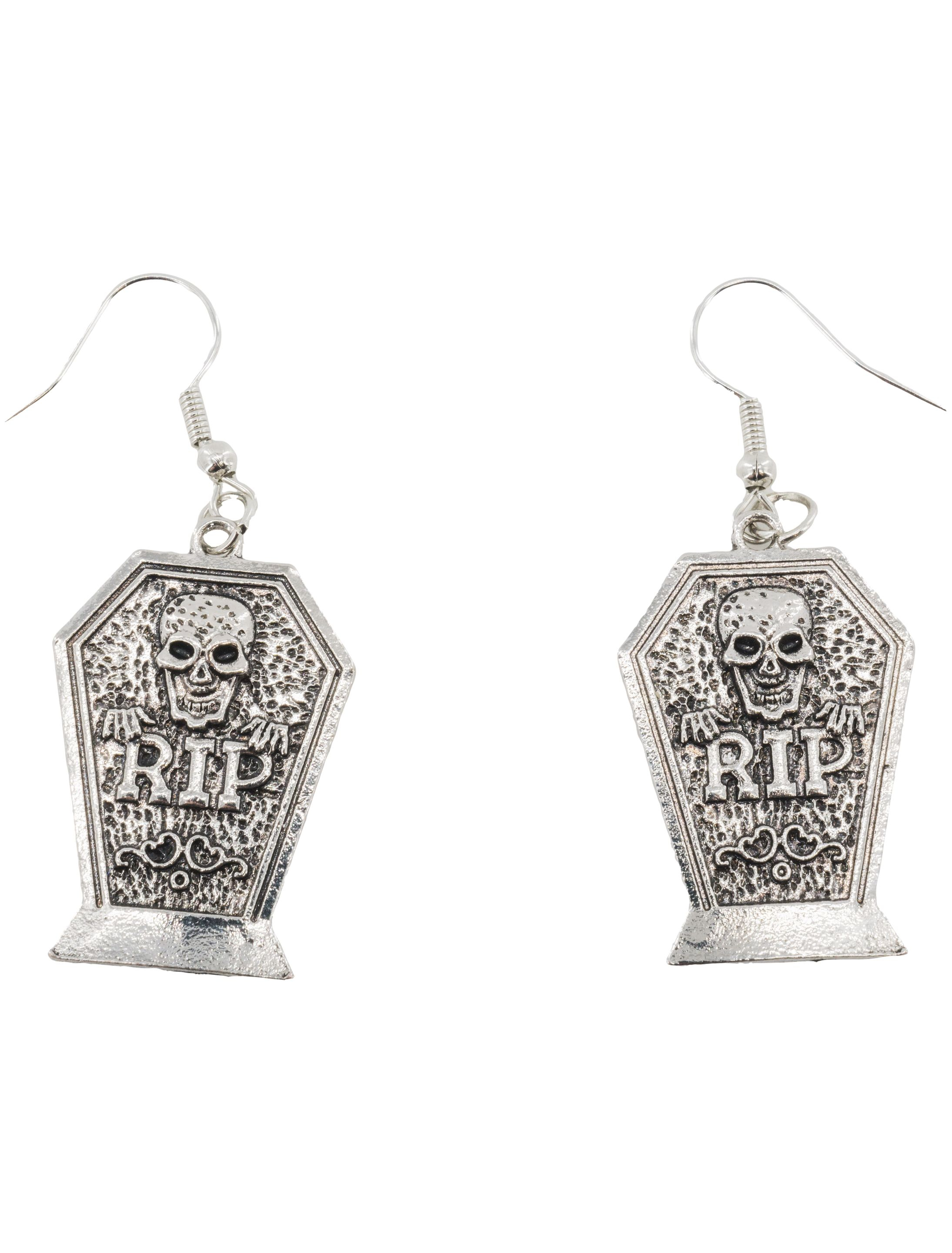 Kostümzubehör Ohrringe mit Sarg silber