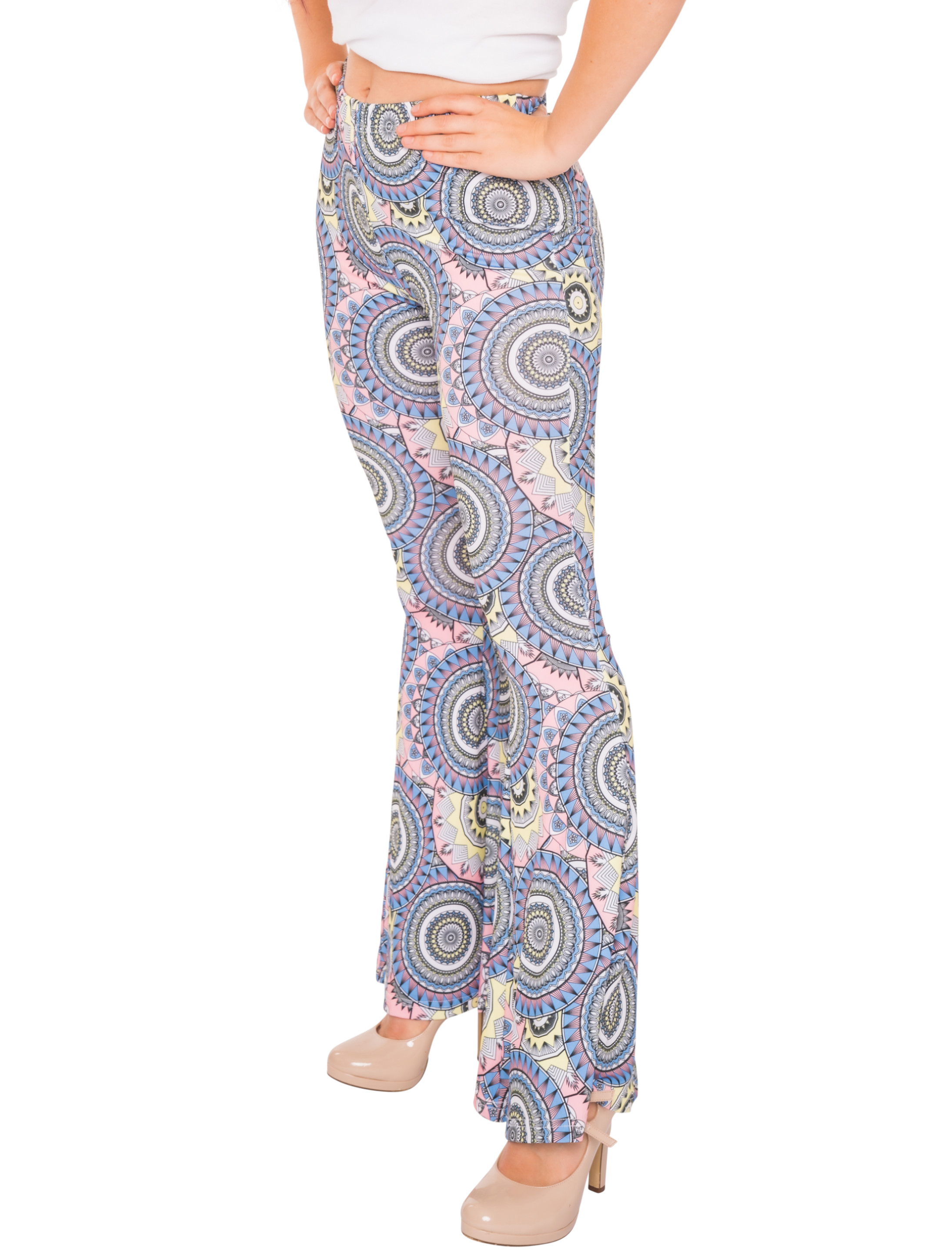 Hose 70er Jahre Damen mit Kreisen mehrfarbig 2XL/3XL