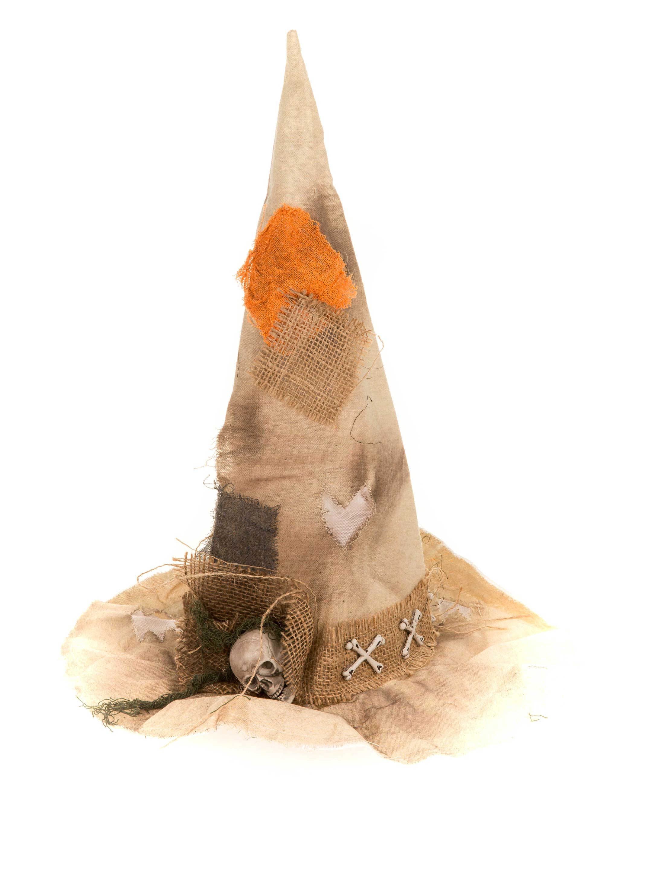 Kostümzubehör Hexenhut mit Mini Totenkopf Farbe: braun