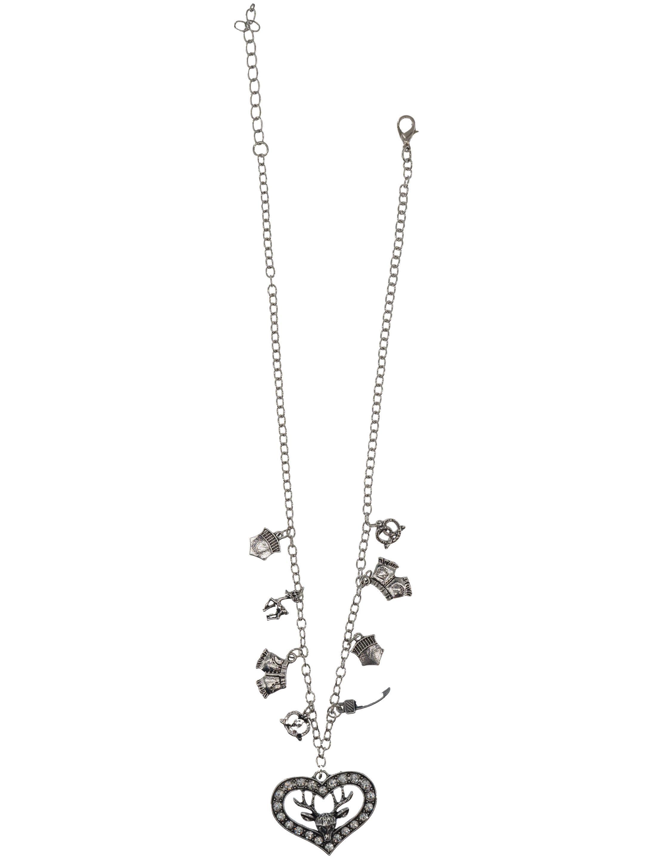 Kostümzubehör Halskette mit Anhängern Reh Damen silber