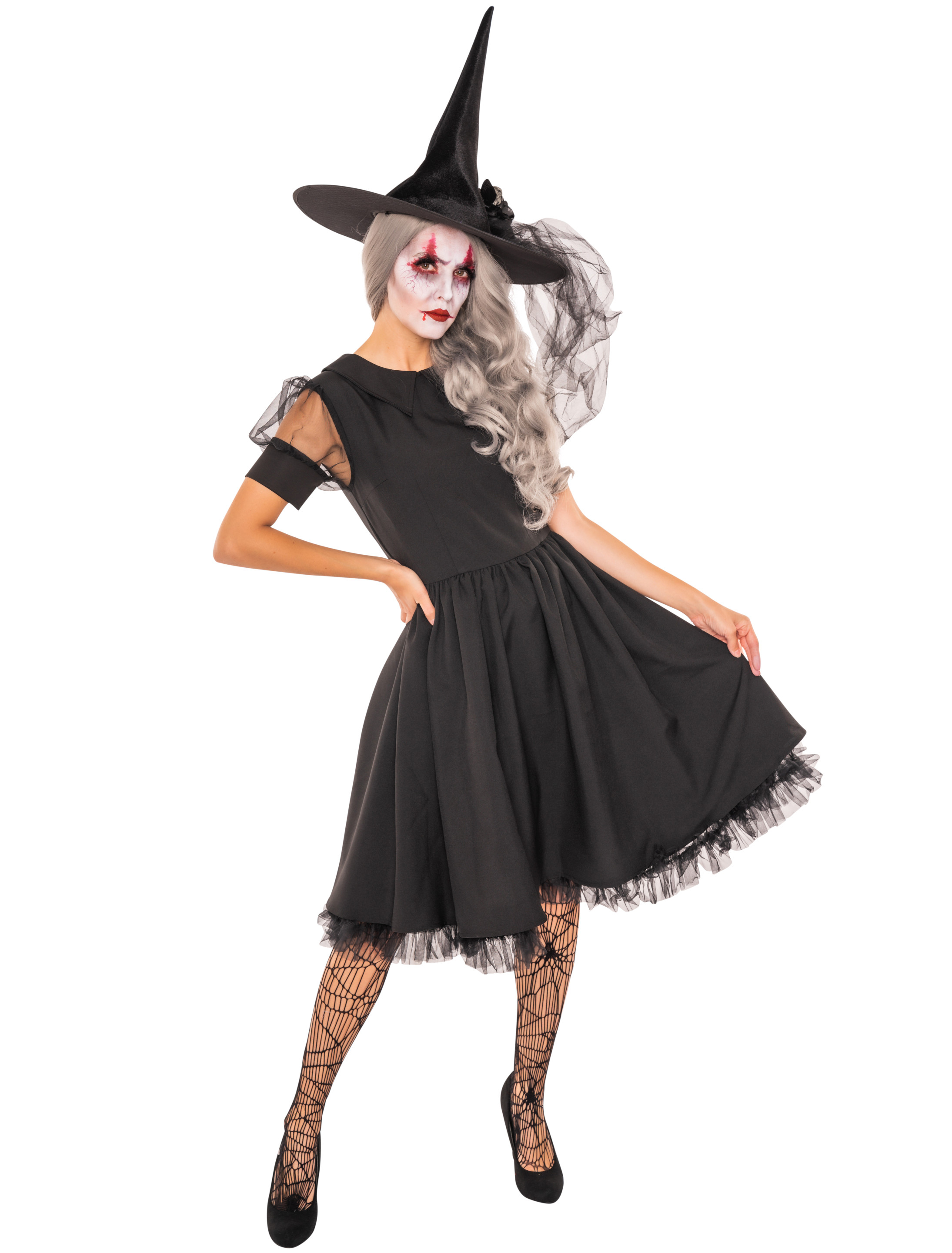 Kleid Hexe deluxe Damen schwarz S