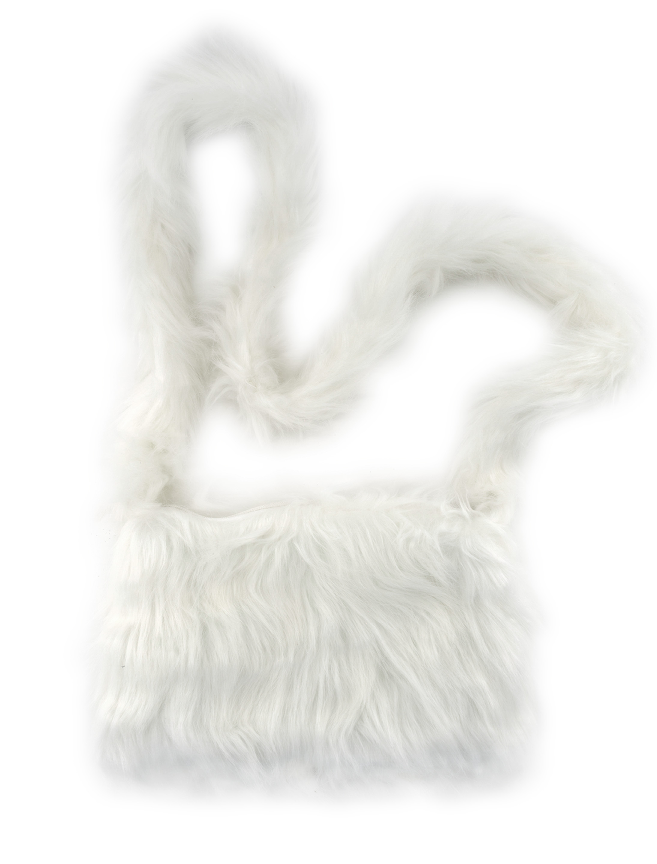 Kostümzubehör Handtasche Kunstfell weiß