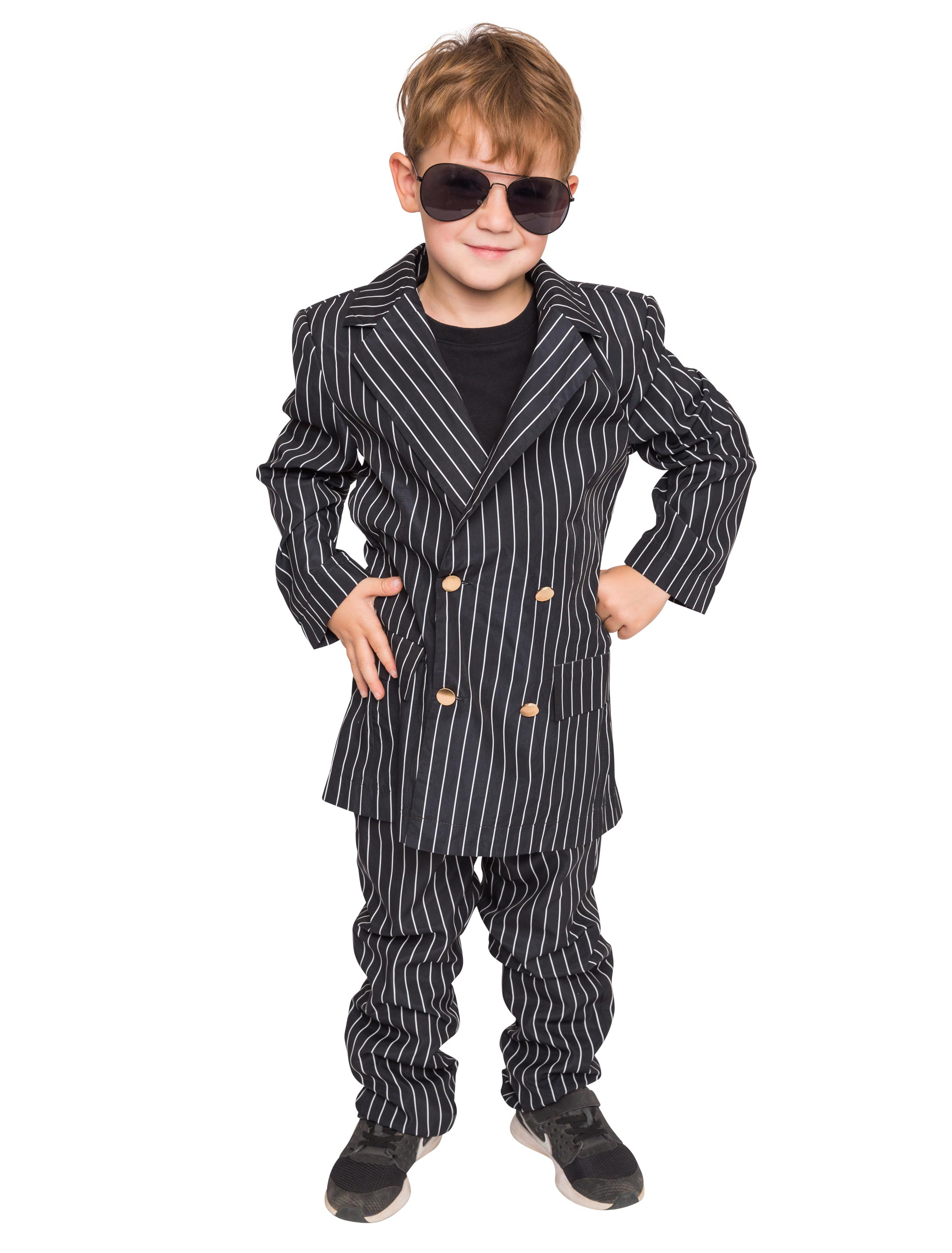 Anzug mit Nadelstreifen Kinder 2-tlg. Jungen schwarz/weiß 140