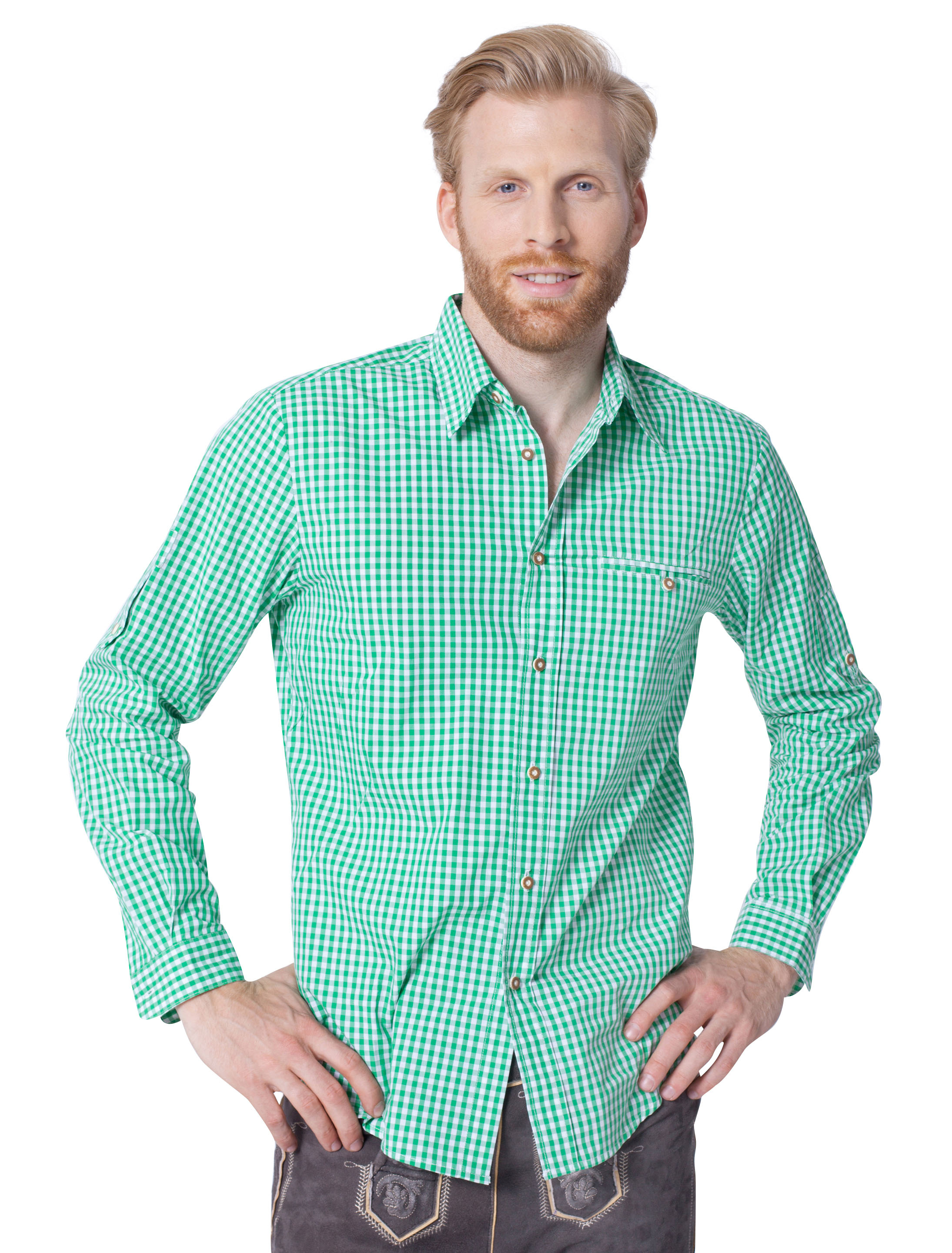 Trachtenhemd Herren grün/weiß 4XL