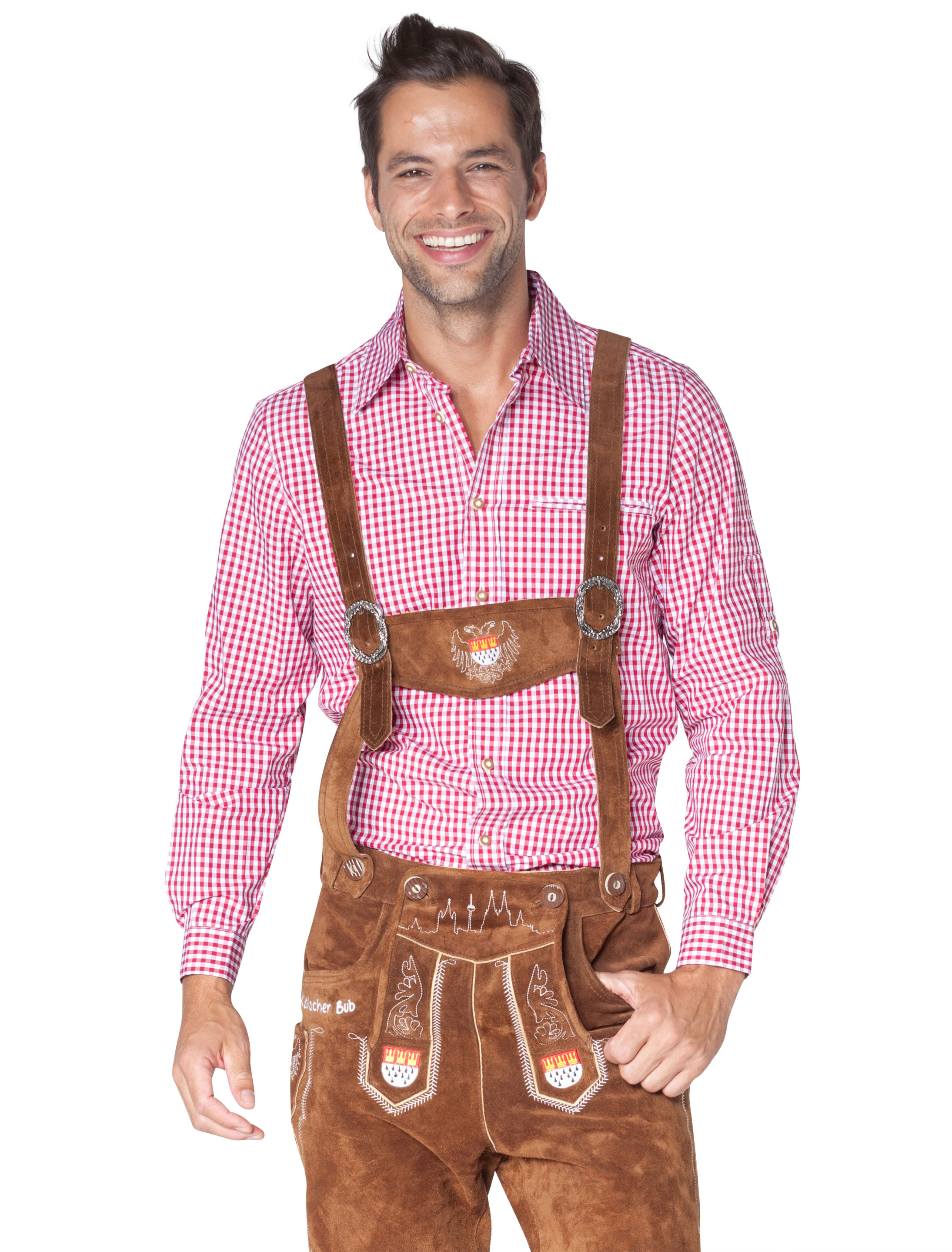 Trachtenhemd Herren rot/weiß 5XL