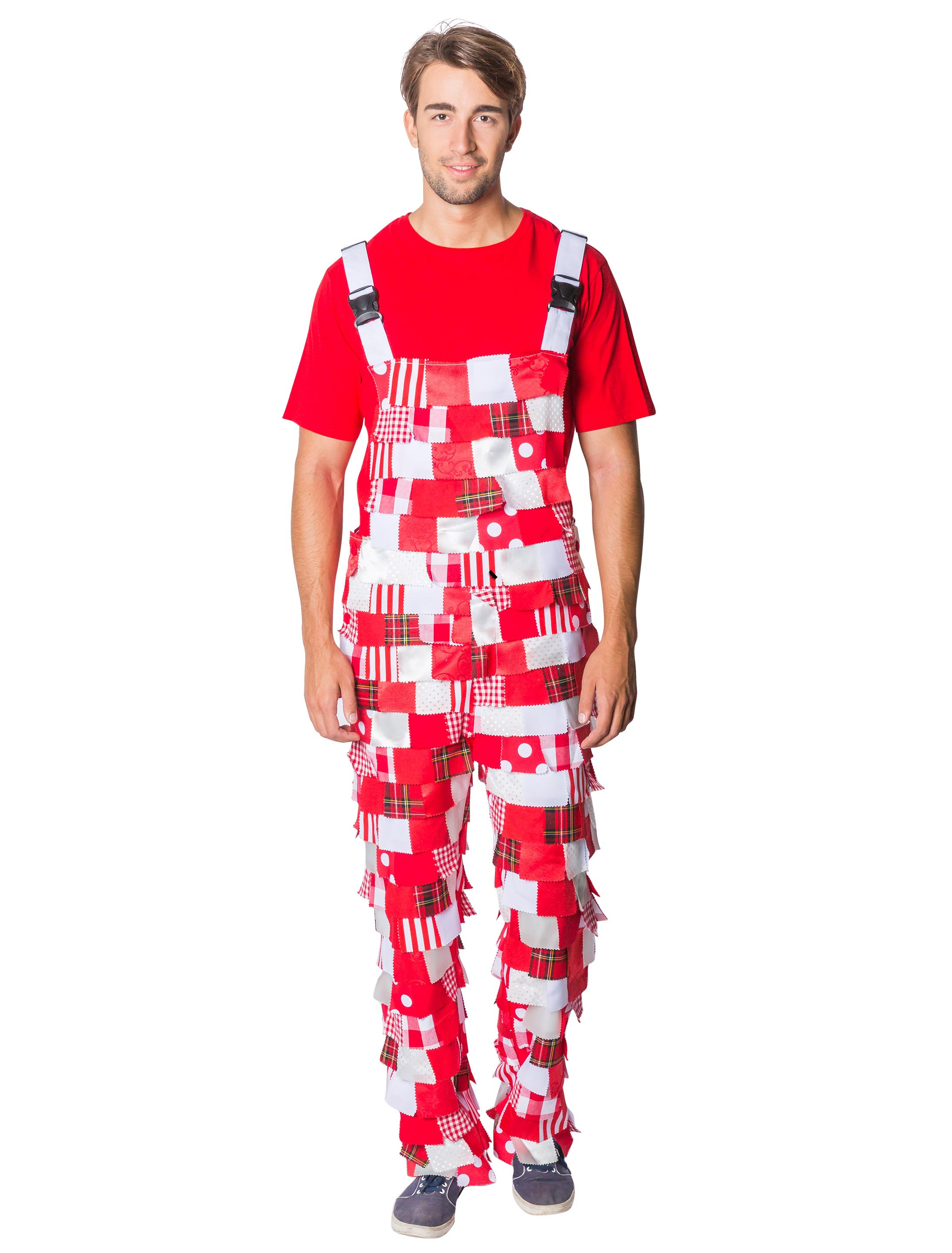 Latzhose Lappen rot/weiß 58
