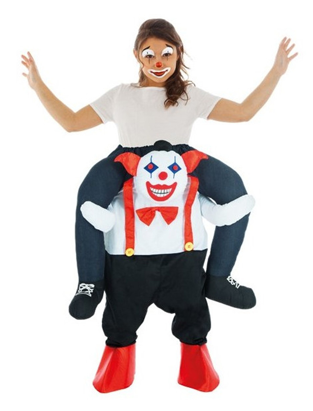 Kostüm Huckepack Clown Kinder schwarz/weiß/rot one size
