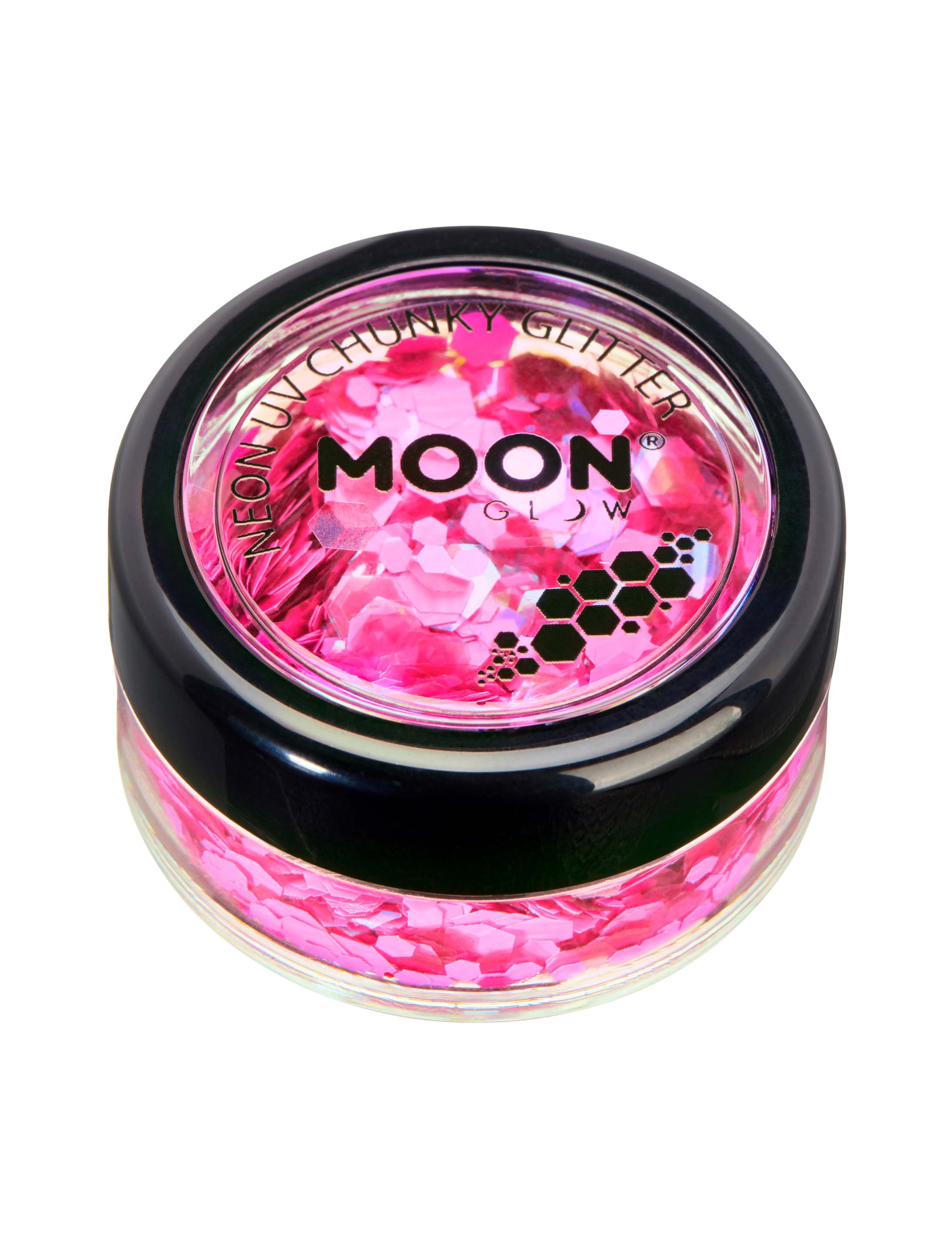 Glitzer Chunky Neon UV 3g neonpink Schminke für Karneval & Fasching