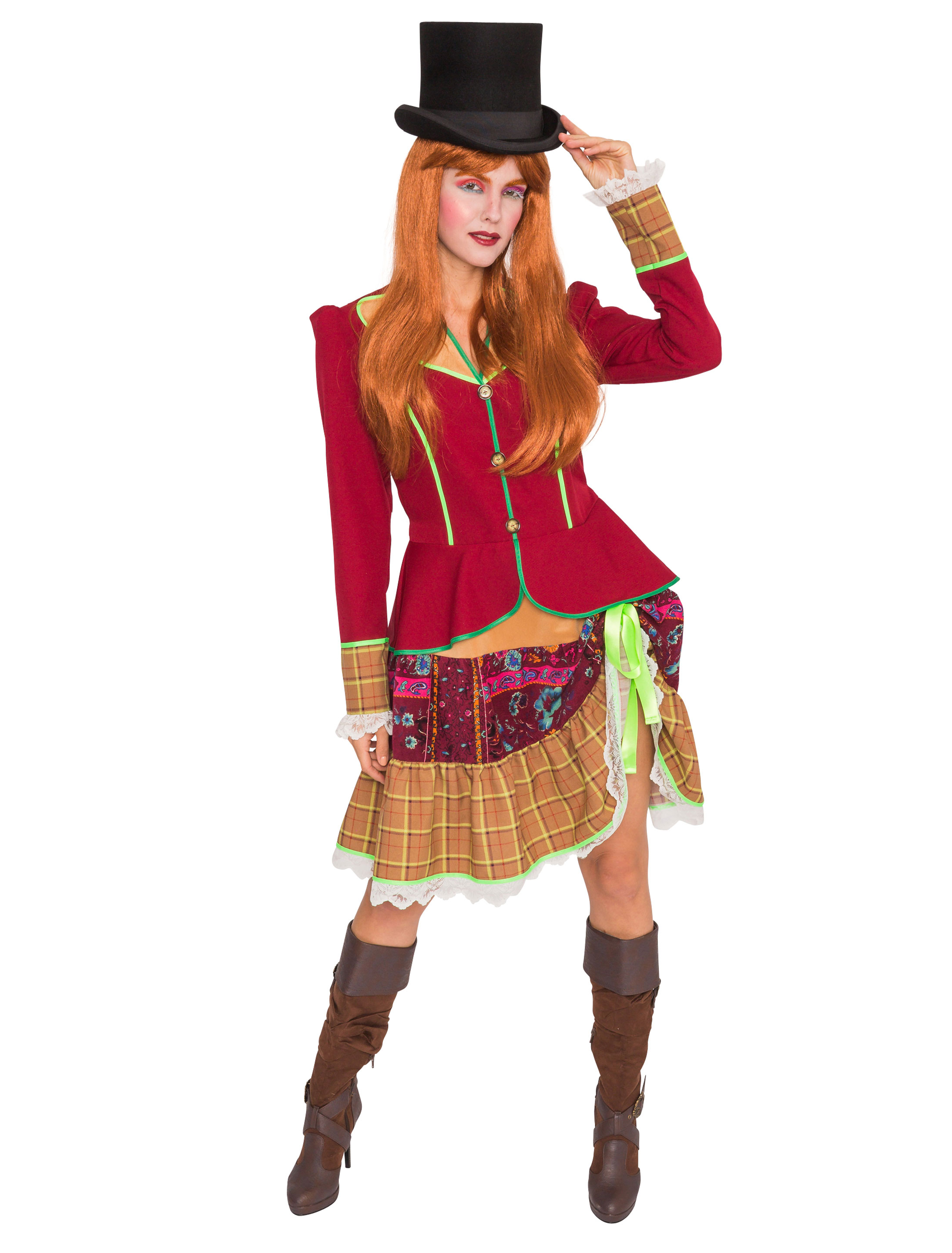 Kleid Hutmacherin beige/rot 2XL