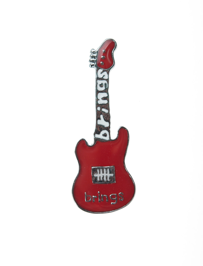 Kostümzubehör Pin Brings Gitarre Farbe: rot