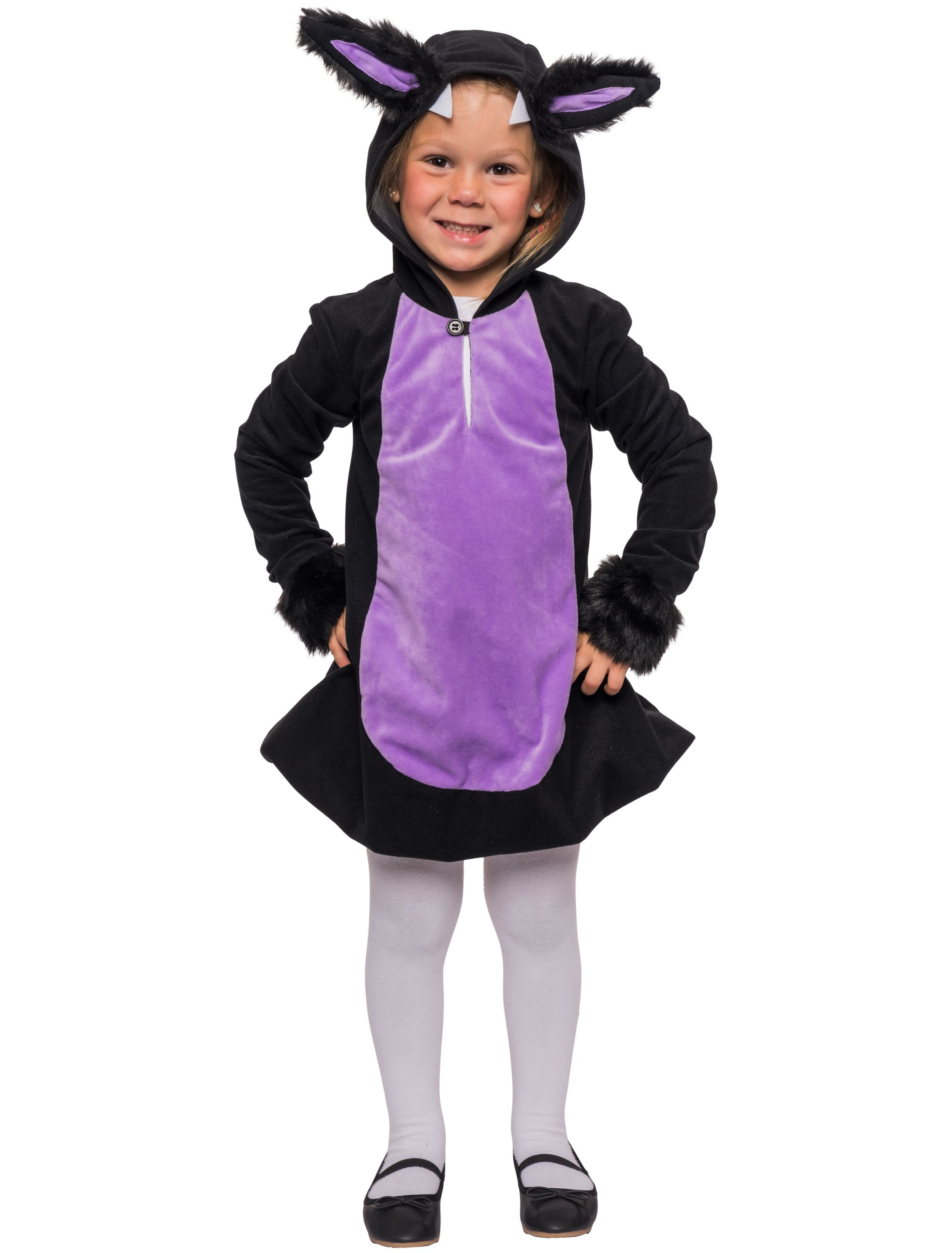Kleid Fledermaus Plüsch schwarz/lila 140