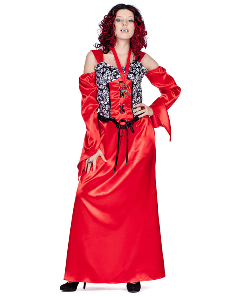 Kleid Vampirdame Damen rot M