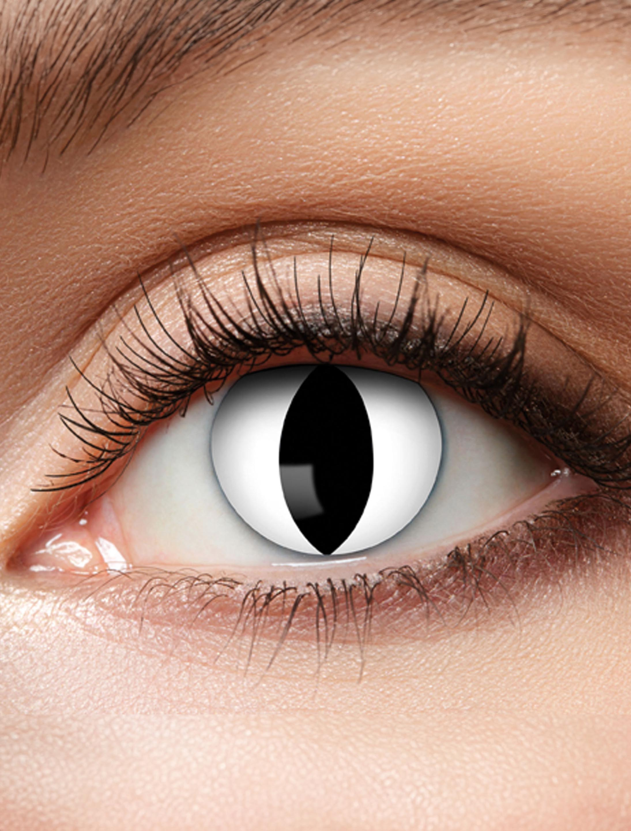 Kostümzubehör Kontaktlinsen Black Cat Farbe: weiß