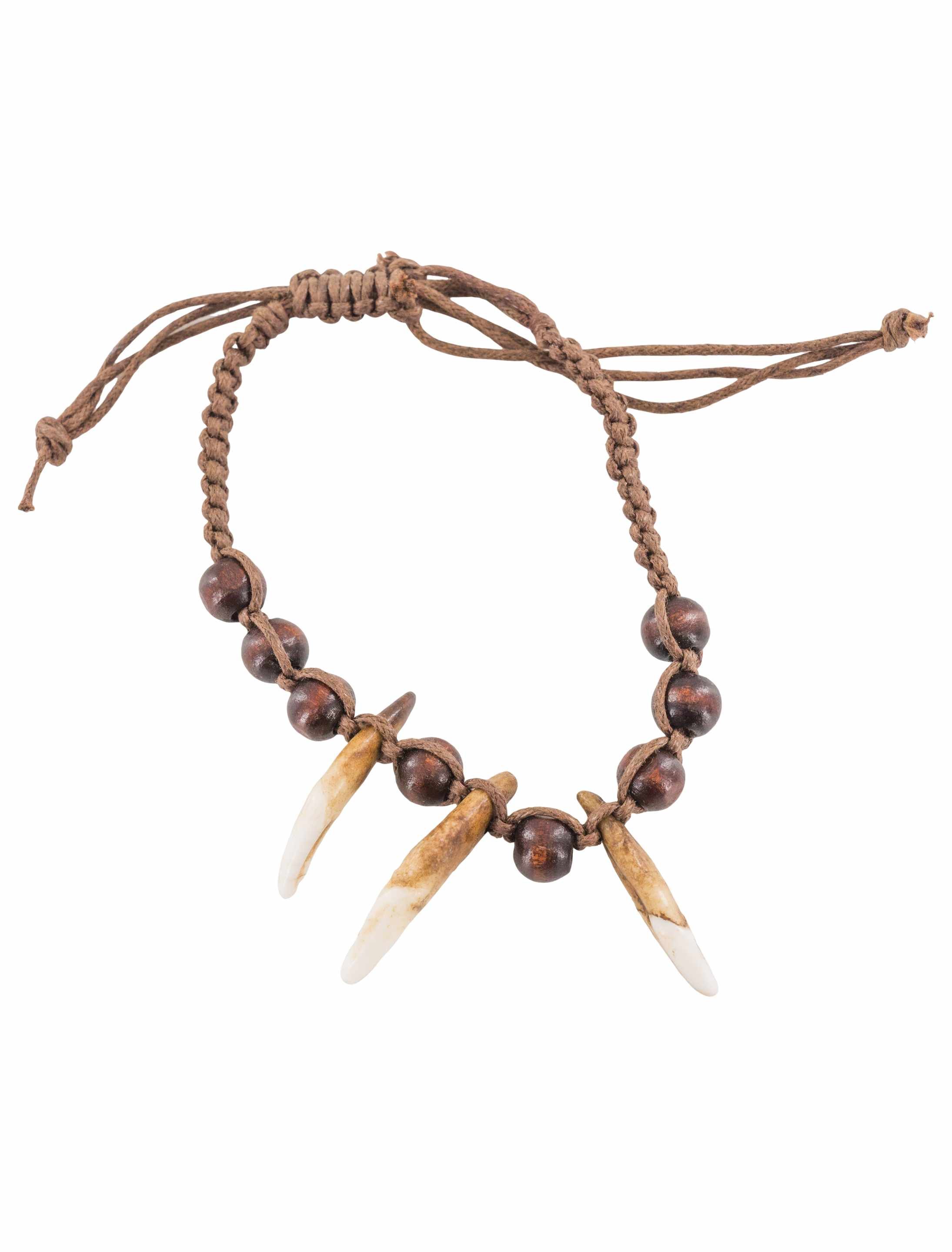 Kostümzubehör Armband mit Zähnen braun/weiß