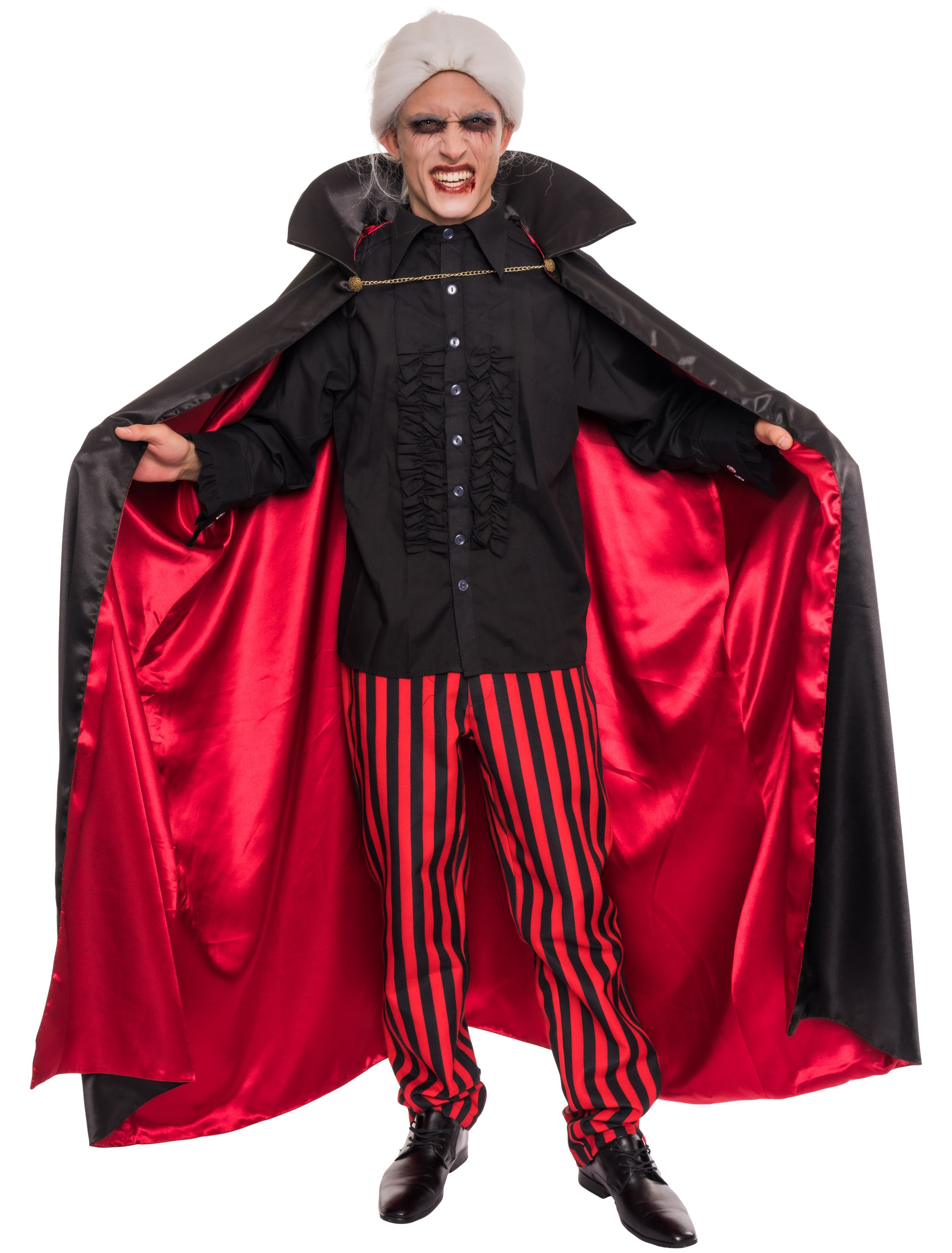 Umhang mit Kragen rot/schwarz one size