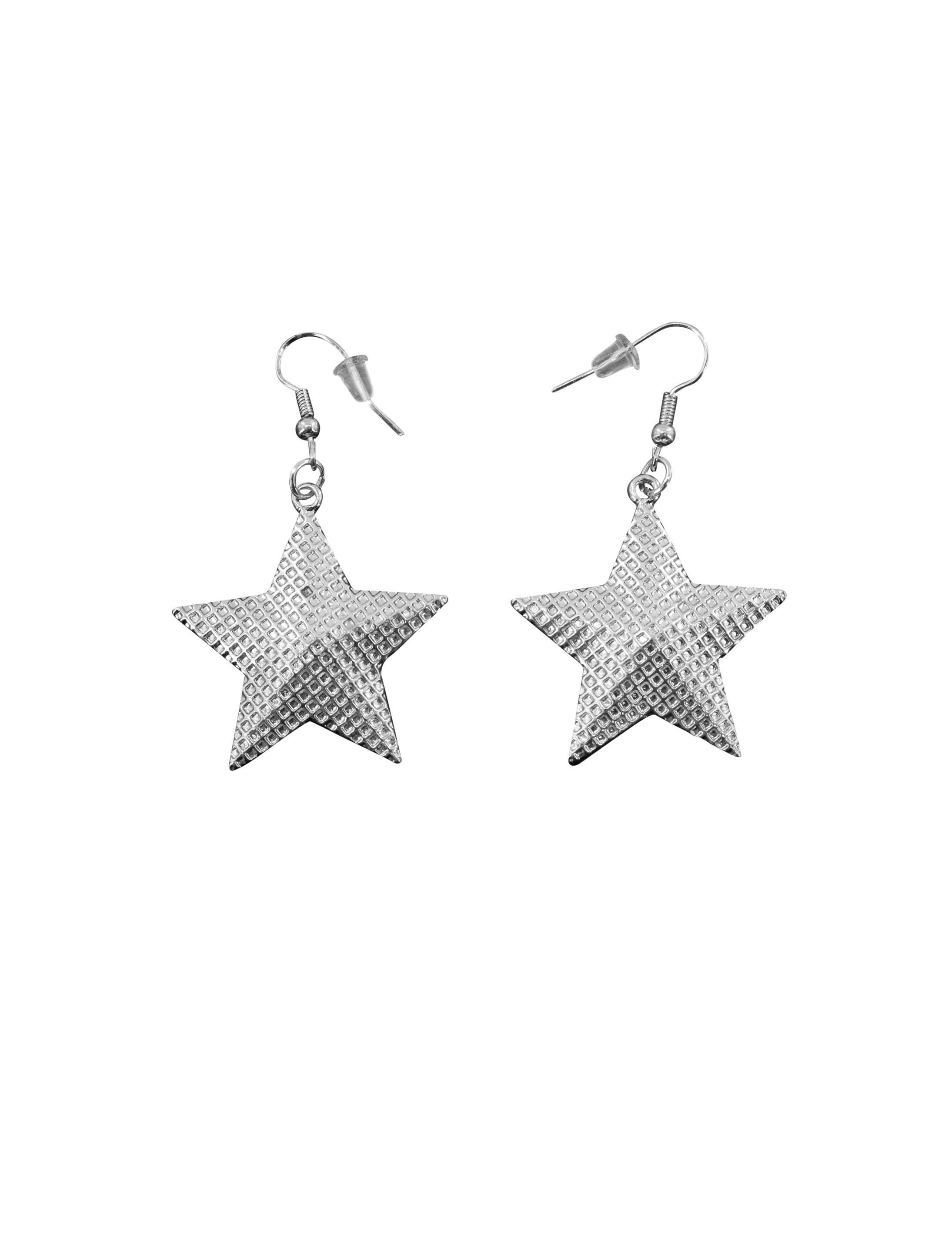Kostümzubehör Ohrringe 3D Stern silber