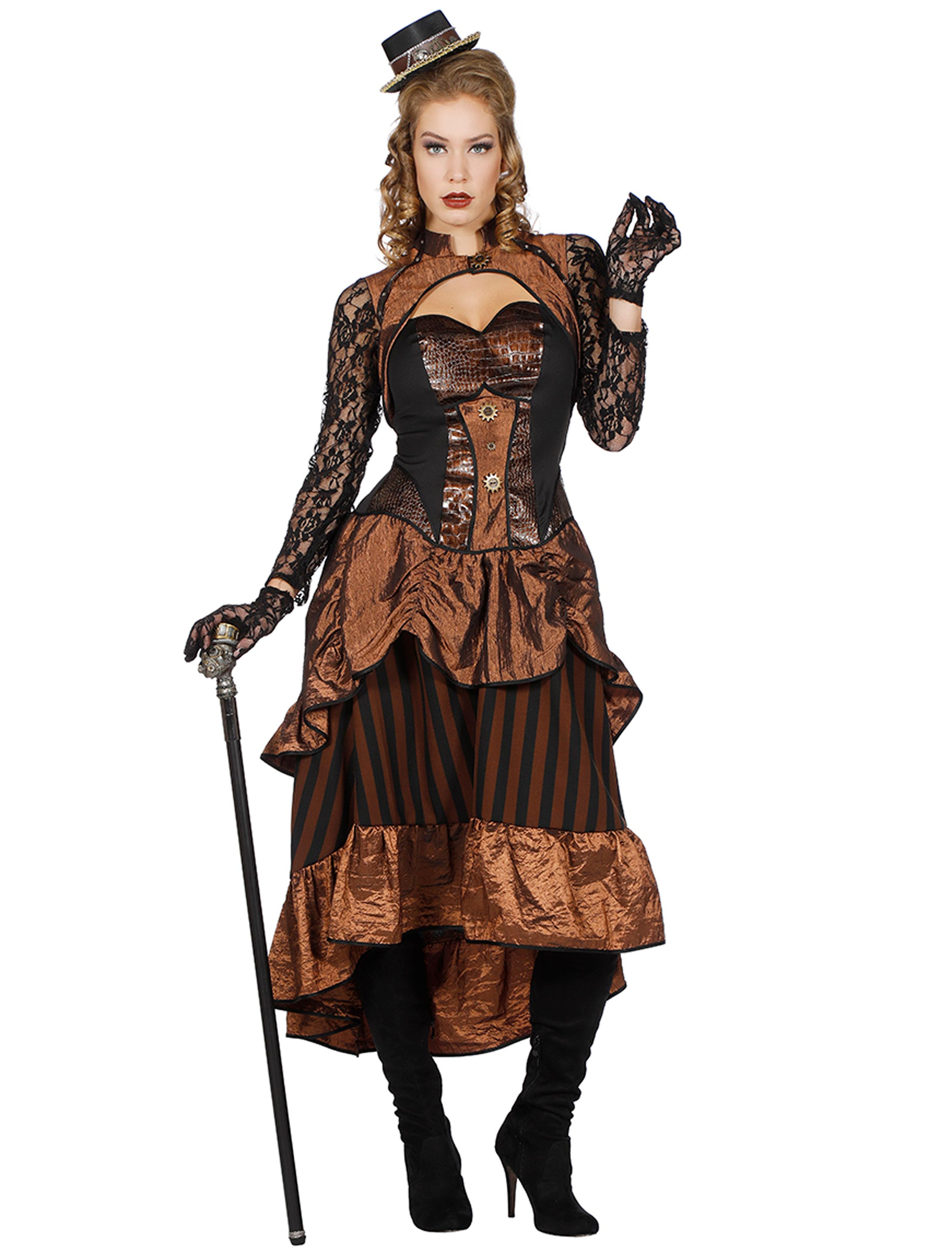 Kleid Steampunk schwarz/braun 46