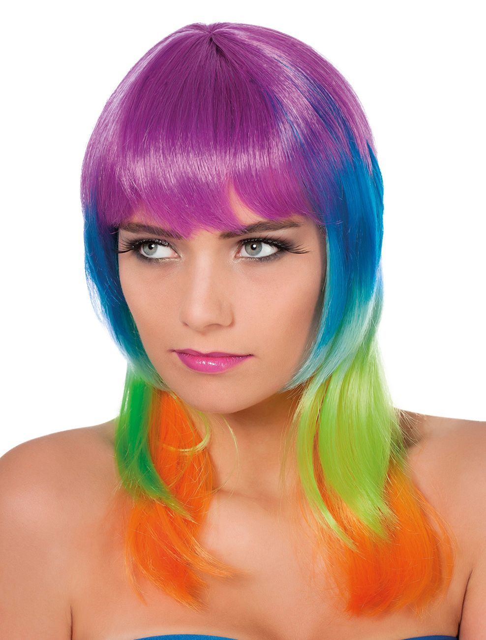Kostümzubehör Kostümzubehör Perücke Langhaar Regenbogen Farbe: rainbow