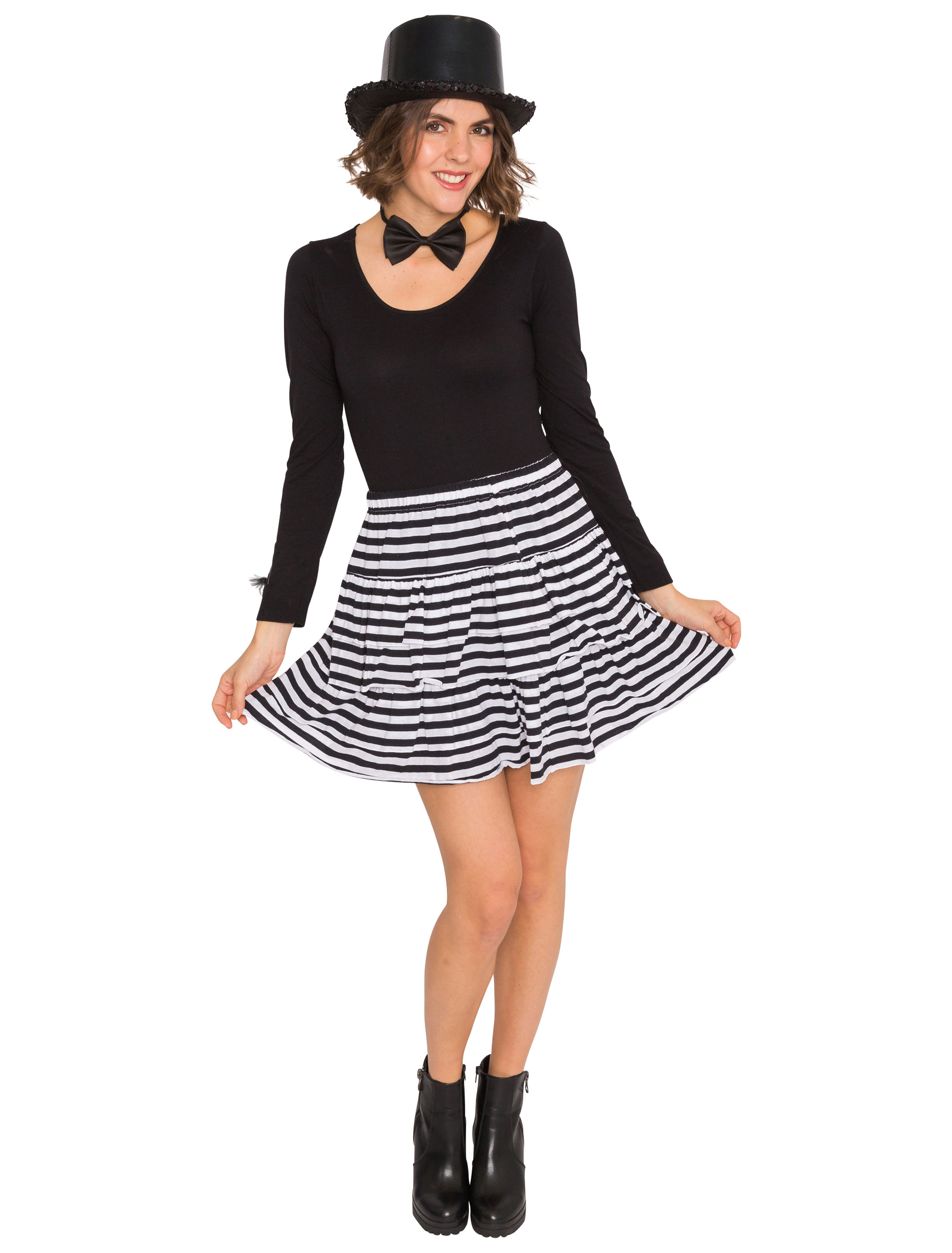 Rock gestreift Damen schwarz/weiß S/M