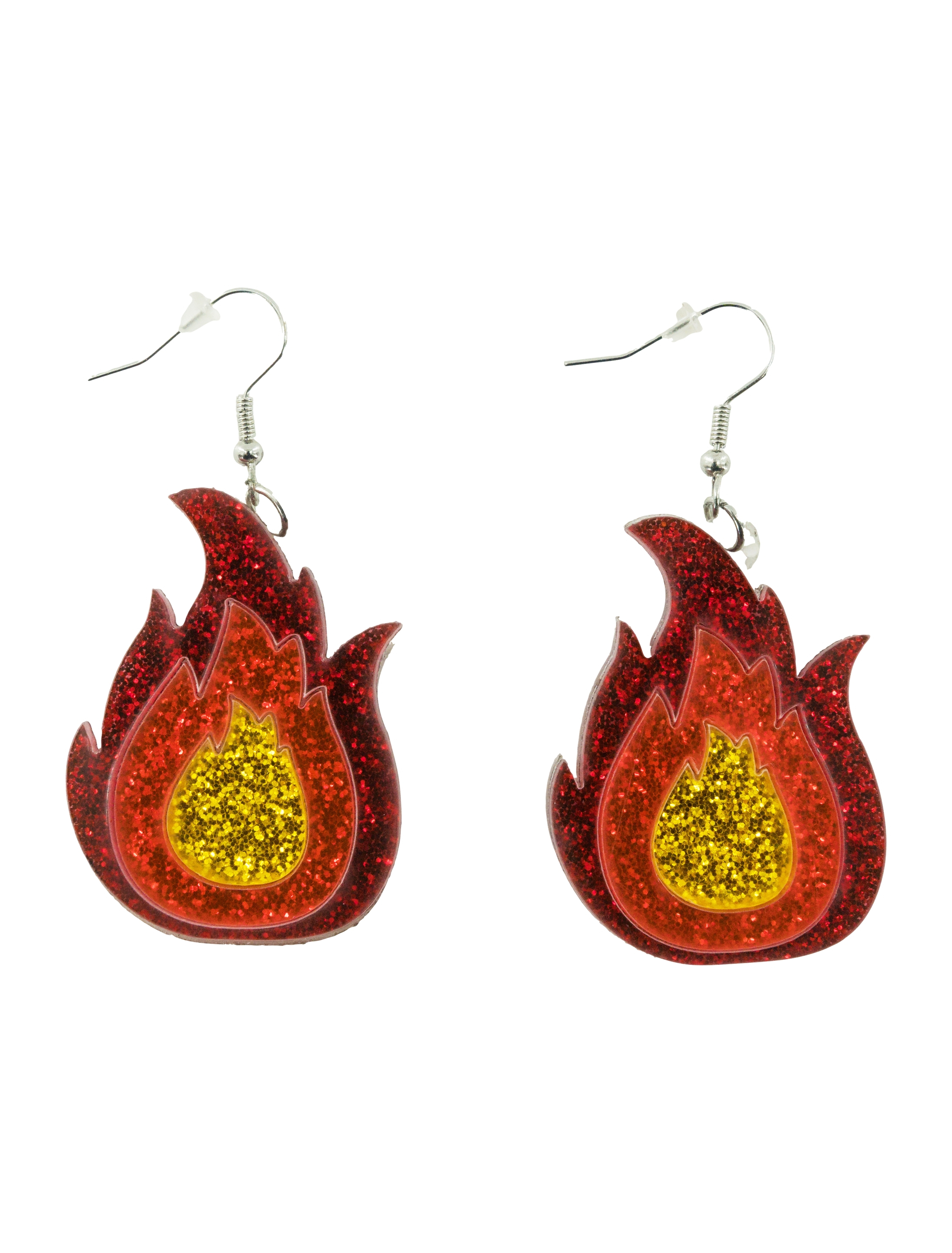 Kostümzubehör Ohrringe Flamme rot