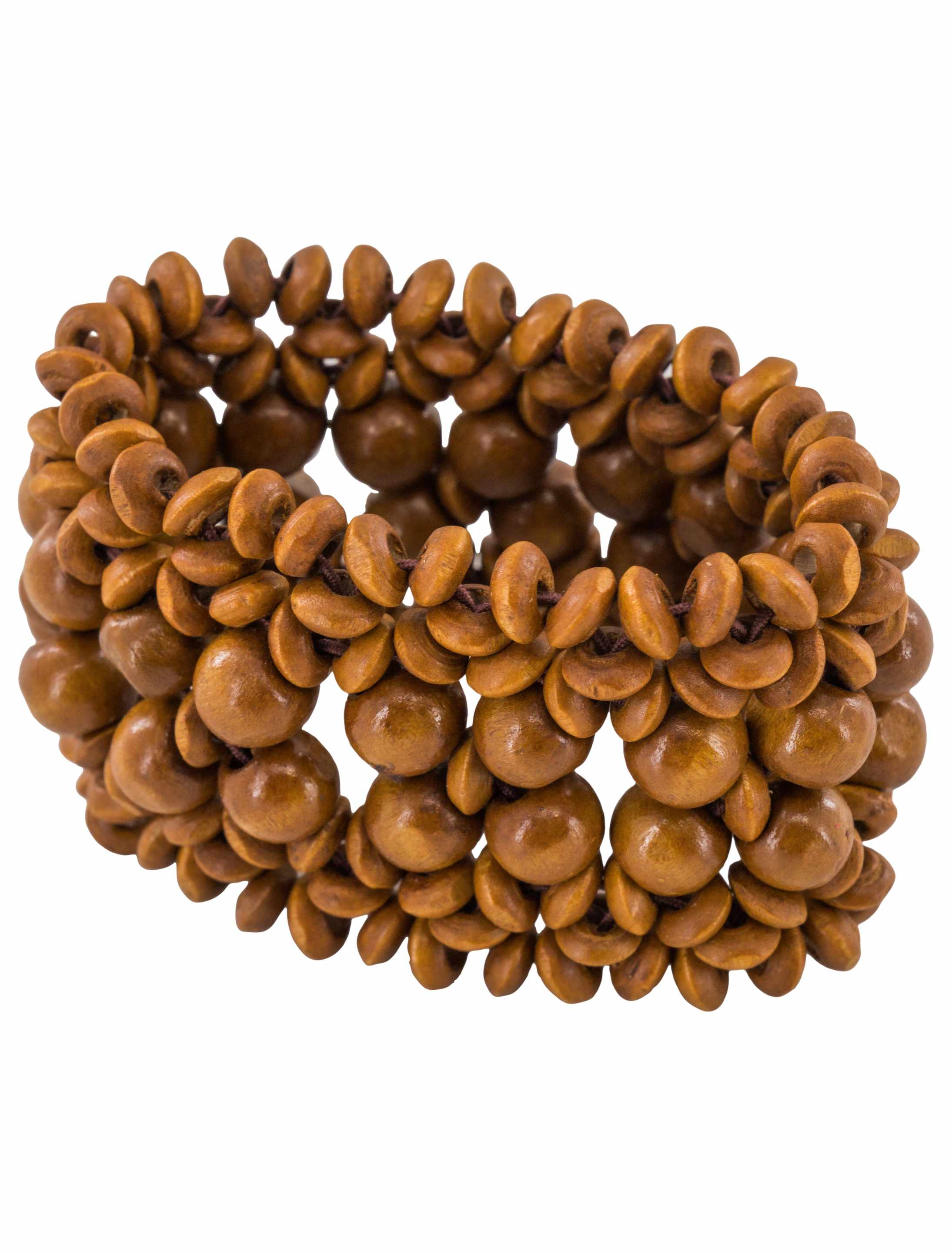 Kostümzubehör Armband Holz braun/weiß