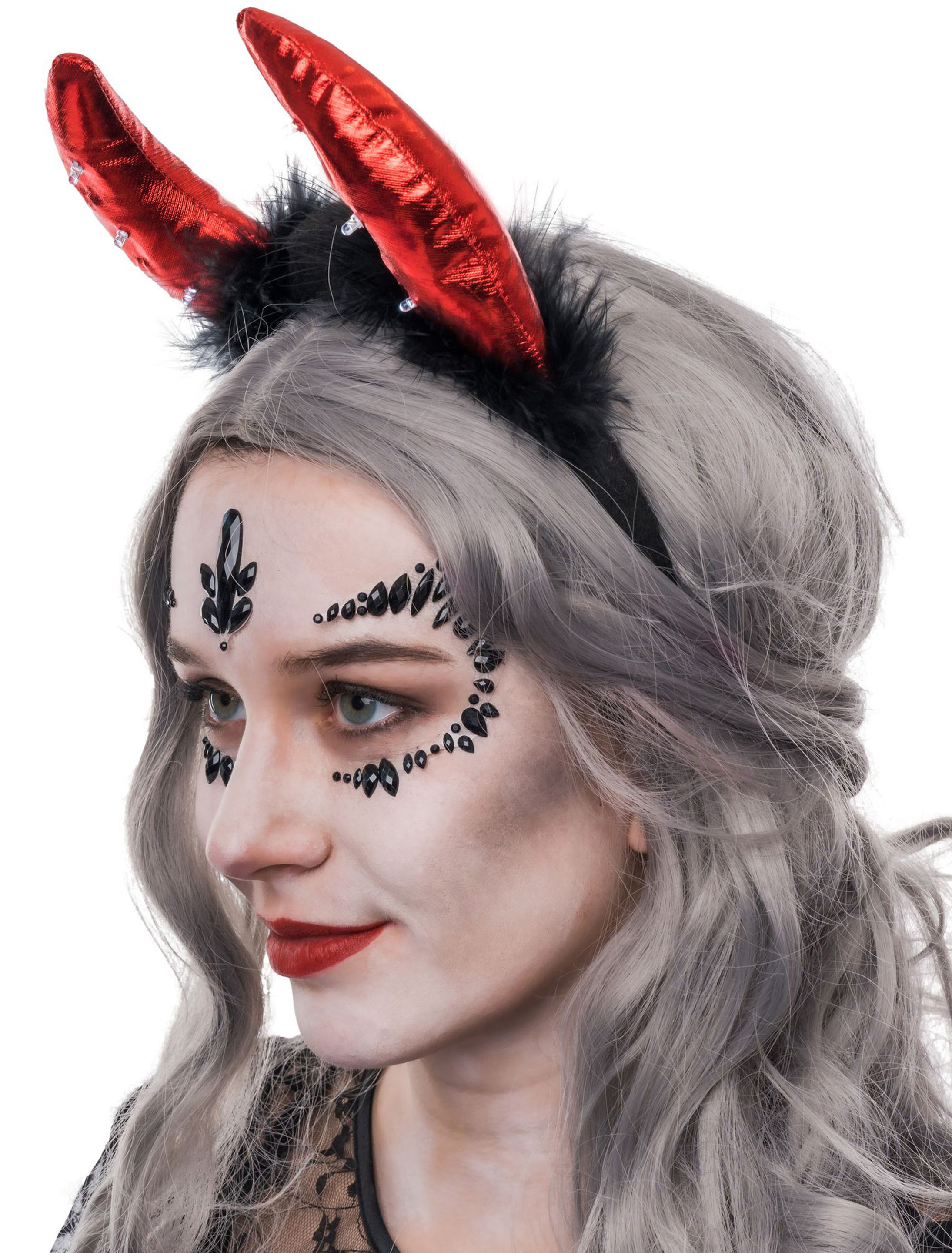 Kostümzubehör Haarreif Teufel mit LED schwarz/rot