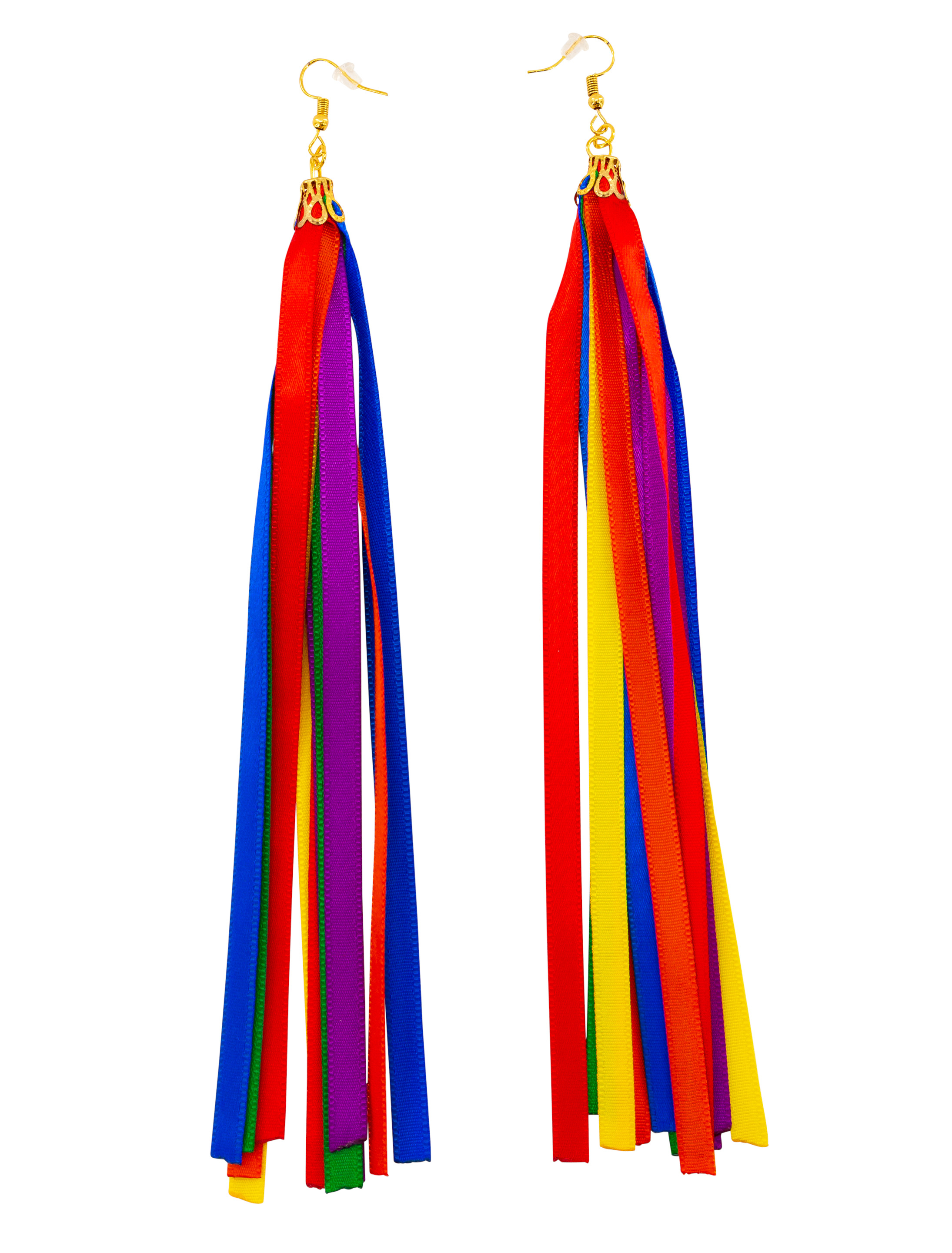 Kostümzubehör Ohrringe mit langen Bändern Regenbogen Farbe: rainbow
