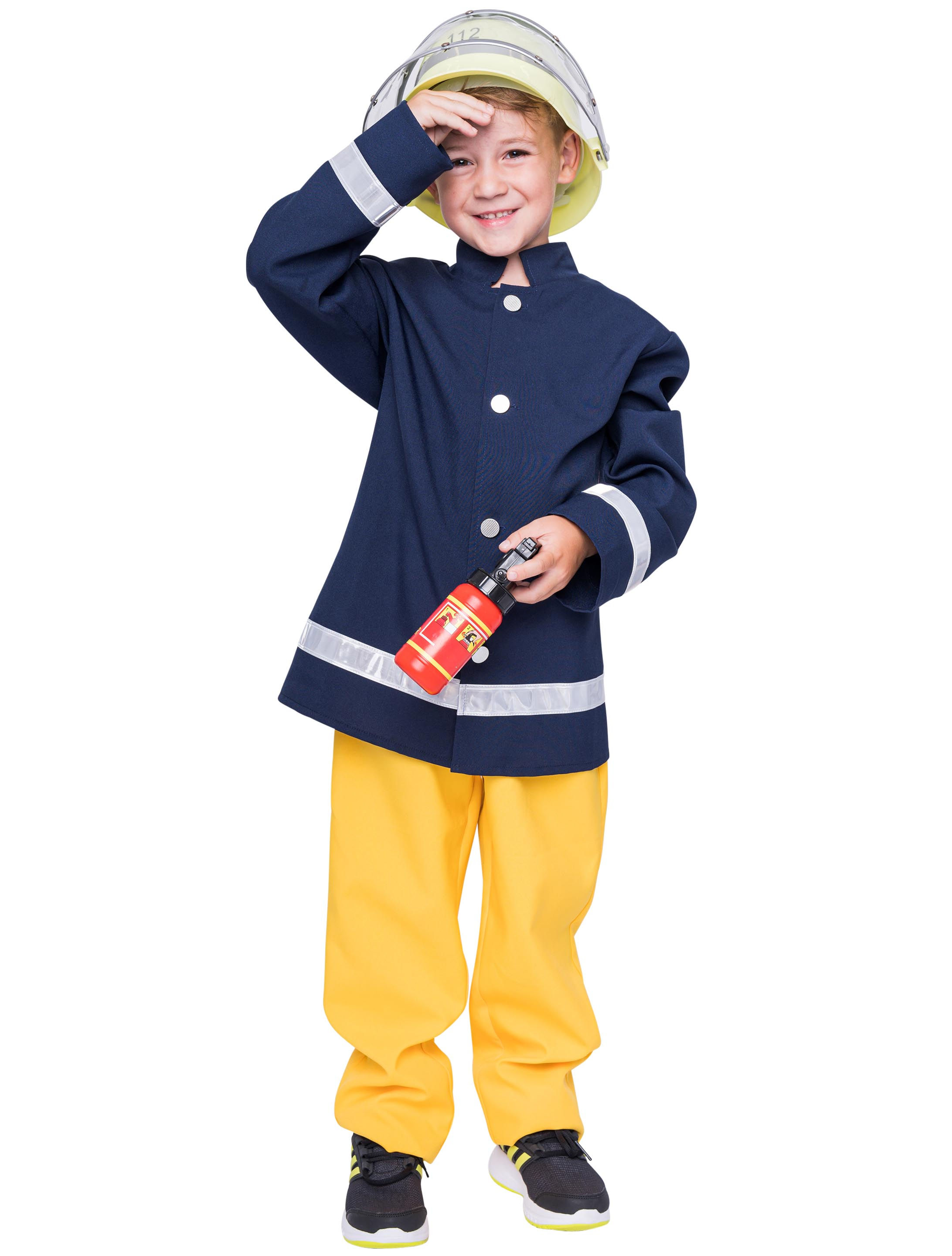 Feuerwehrmann Kinder 2-tlg. Unisex blau/gelb 152