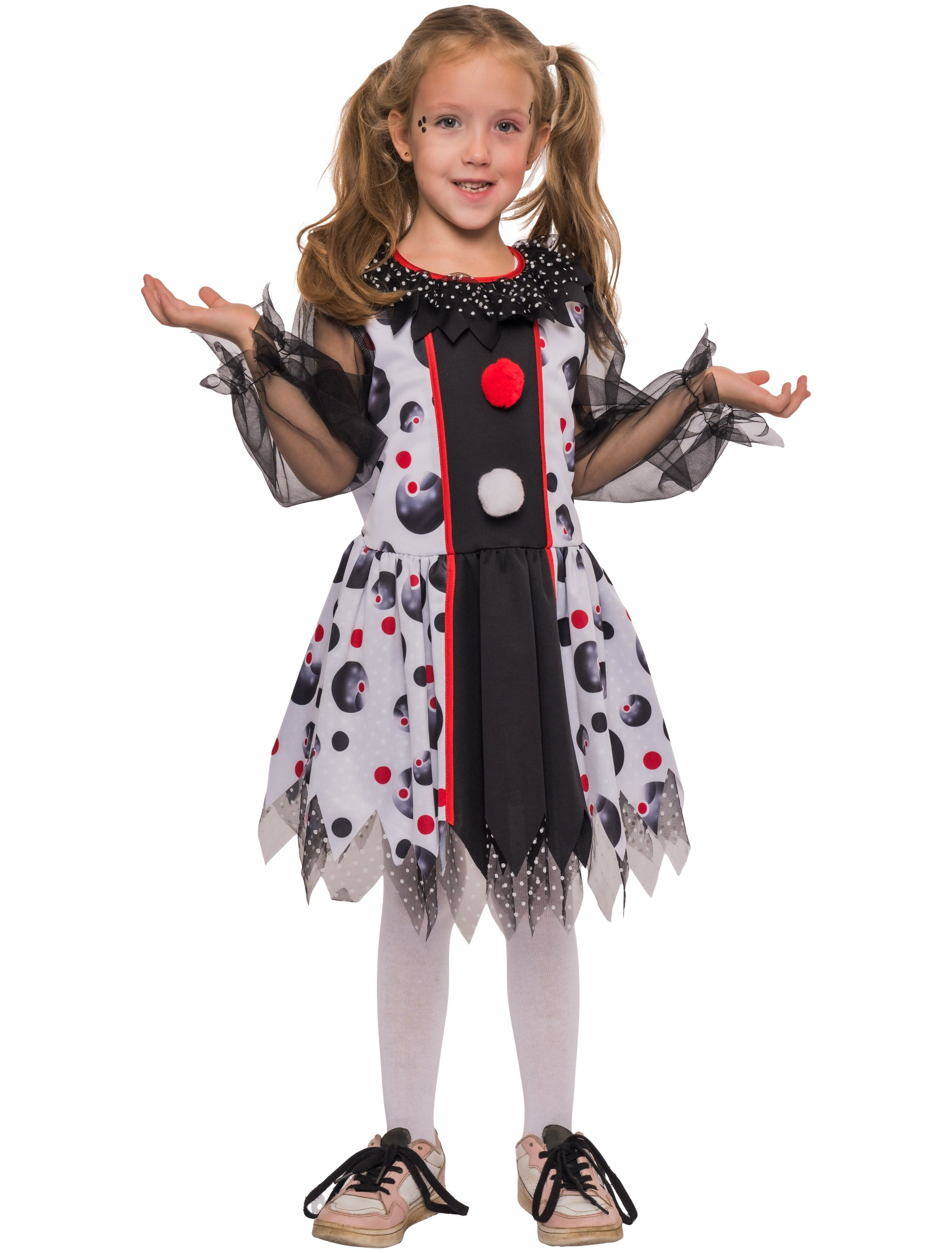 Kleid Zirkusclown Mädchen schwarz/weiß 104/116