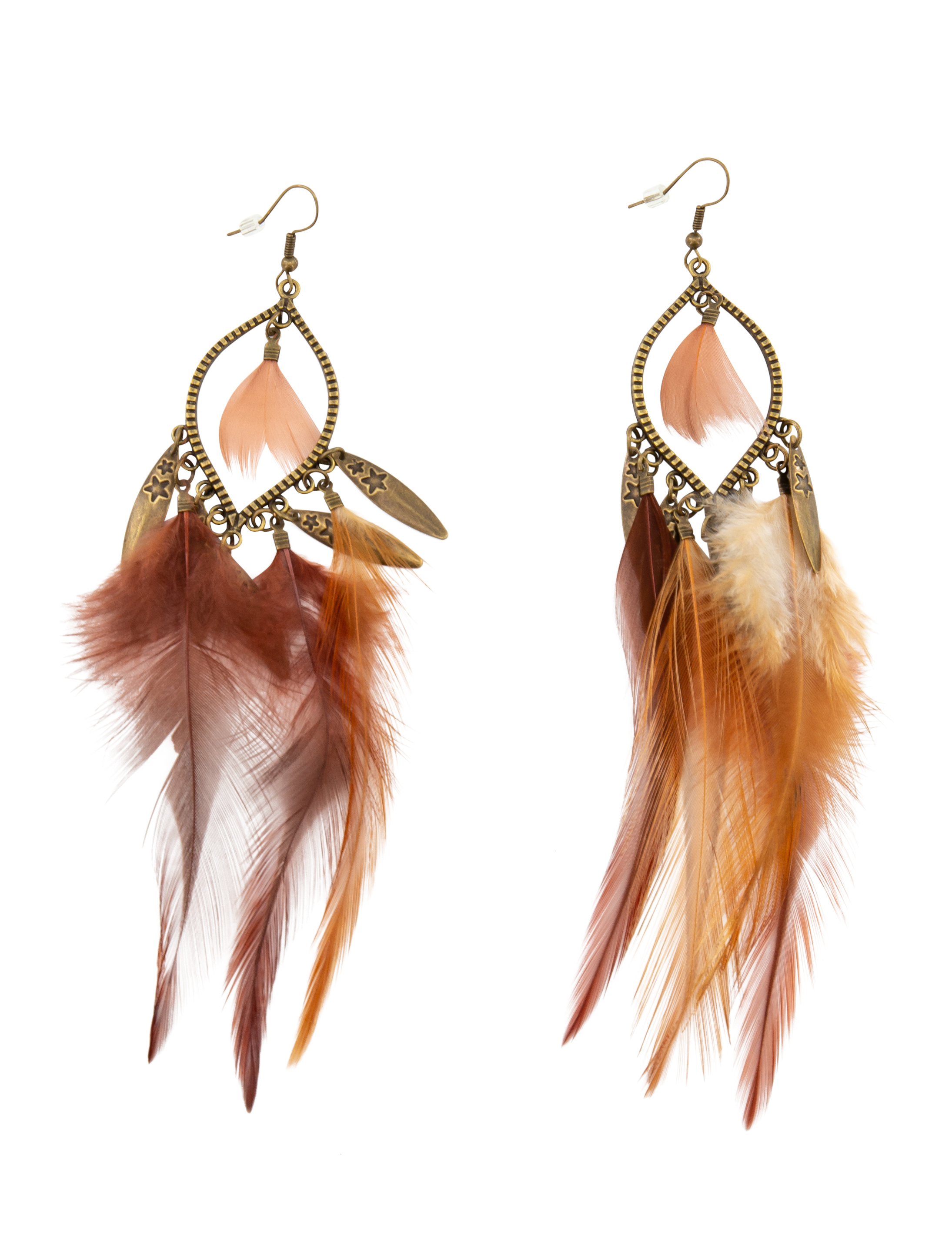 Kostümzubehör Ohrringe Indianerin mit Federn braun