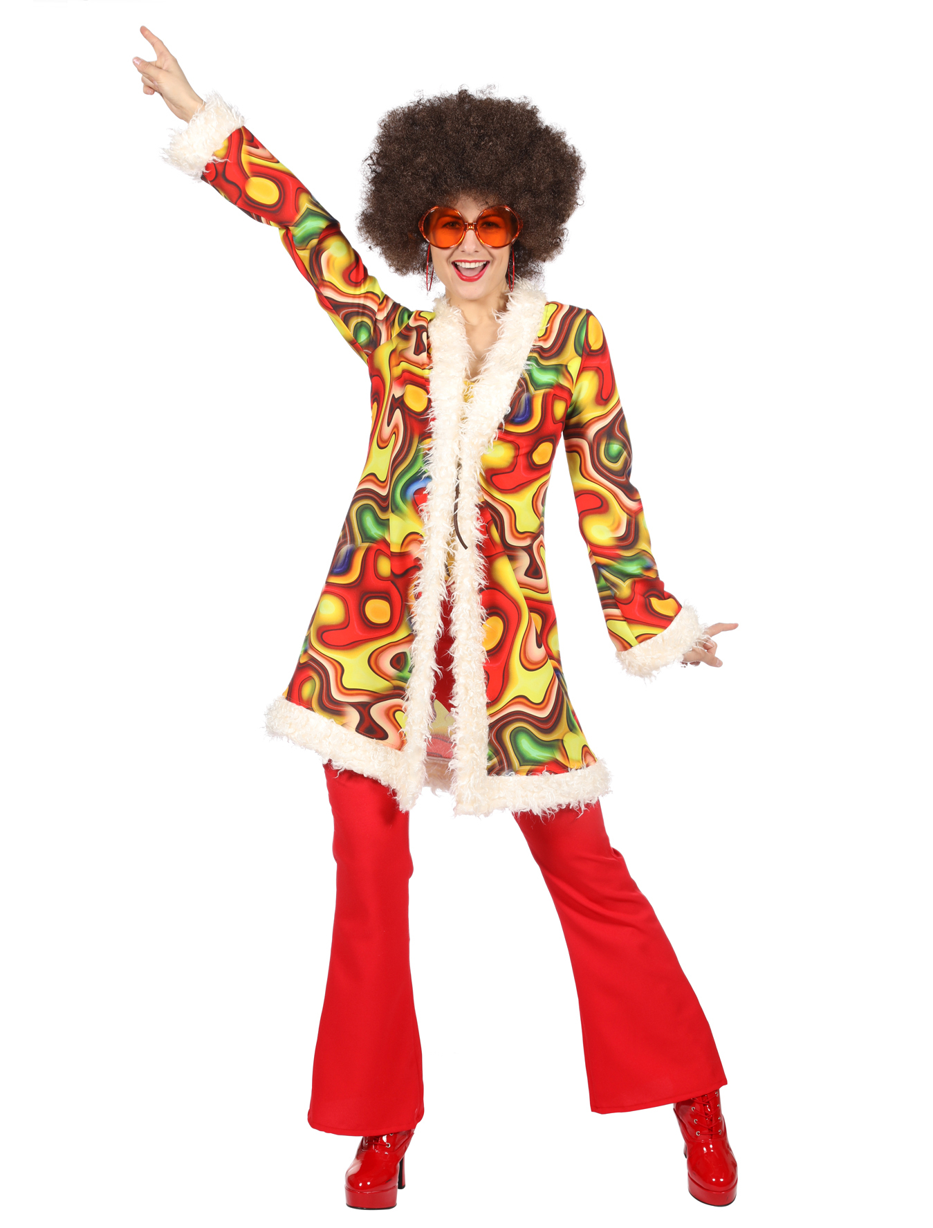 Jacke Hippie mit Fell Damen bunt 38 Farbe: bunt