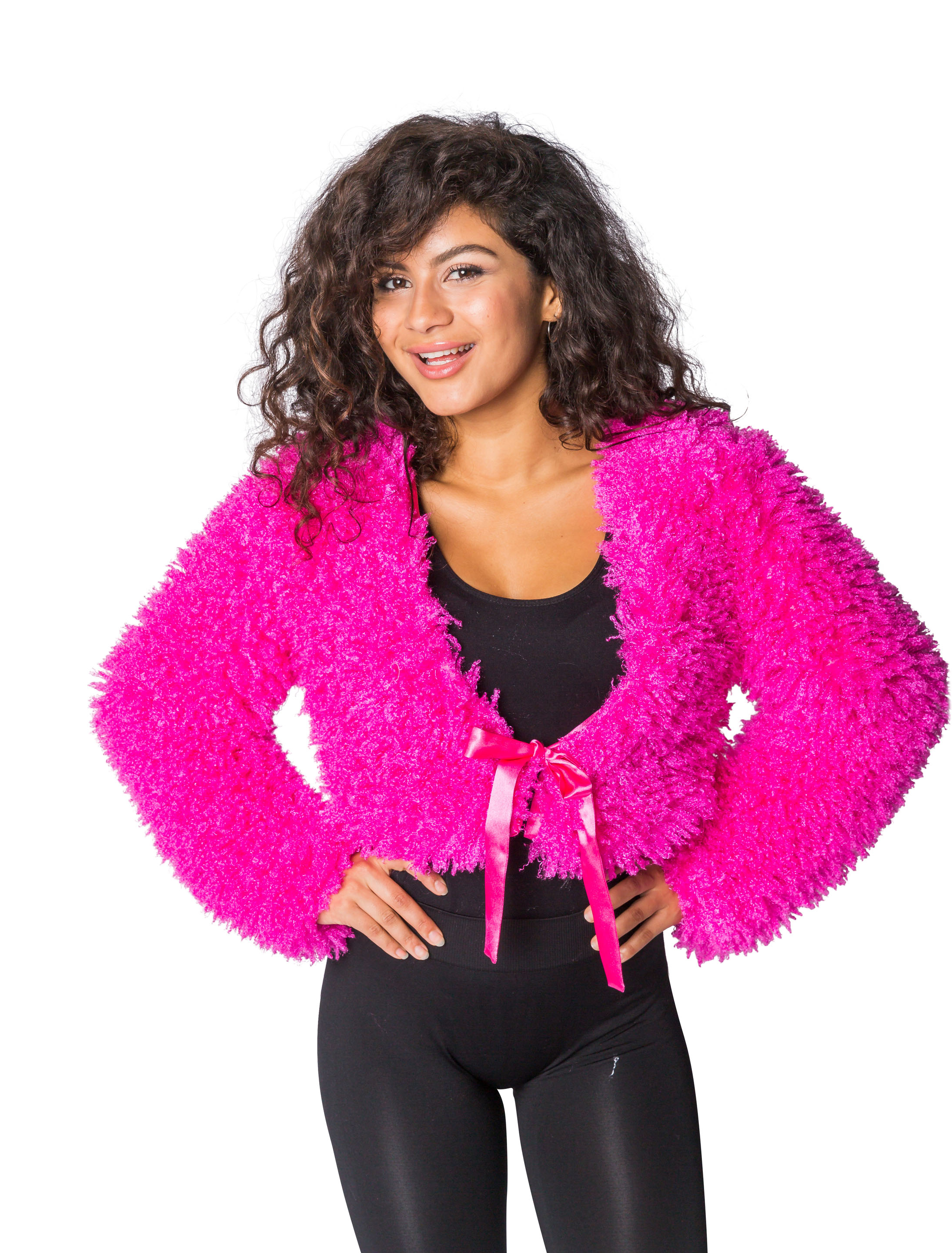 Jacke kurz flauschig Damen pink XL/XXL
