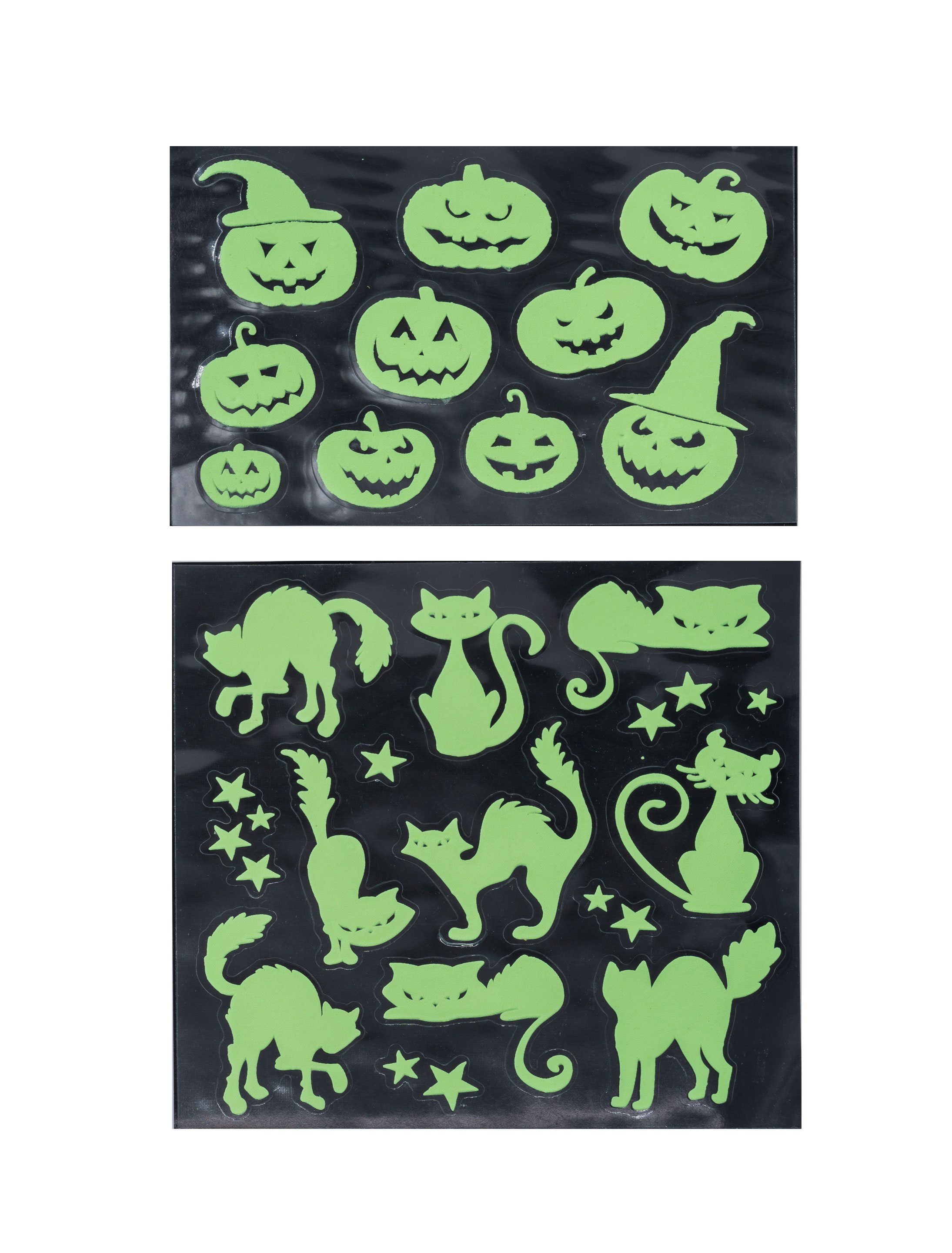 Kostümzubehör Sticker Kürbis/Katze leuchtend Farbe: grün