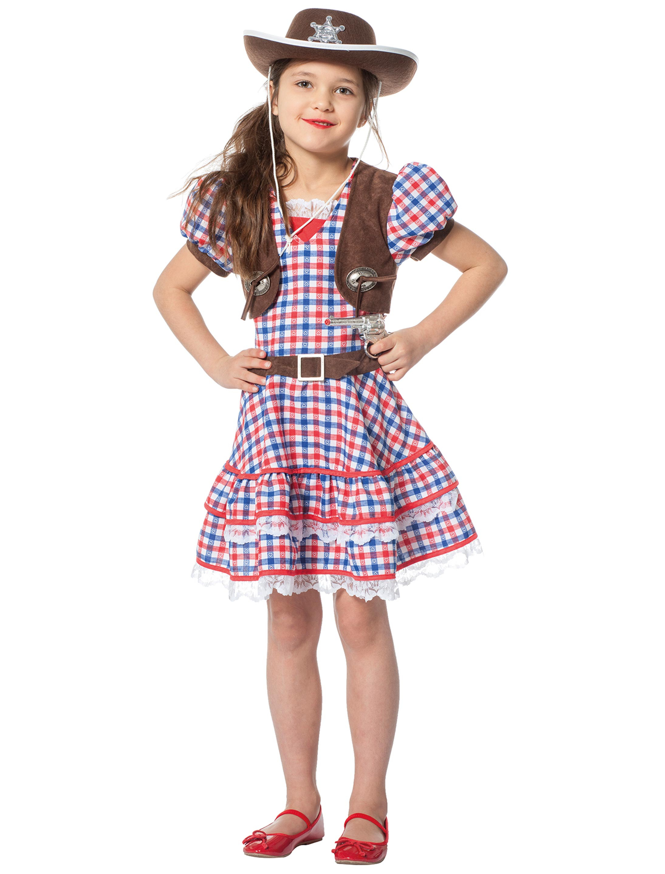 Kleid Cowboy Mädchen Mädchen rot/weiß/blau 116