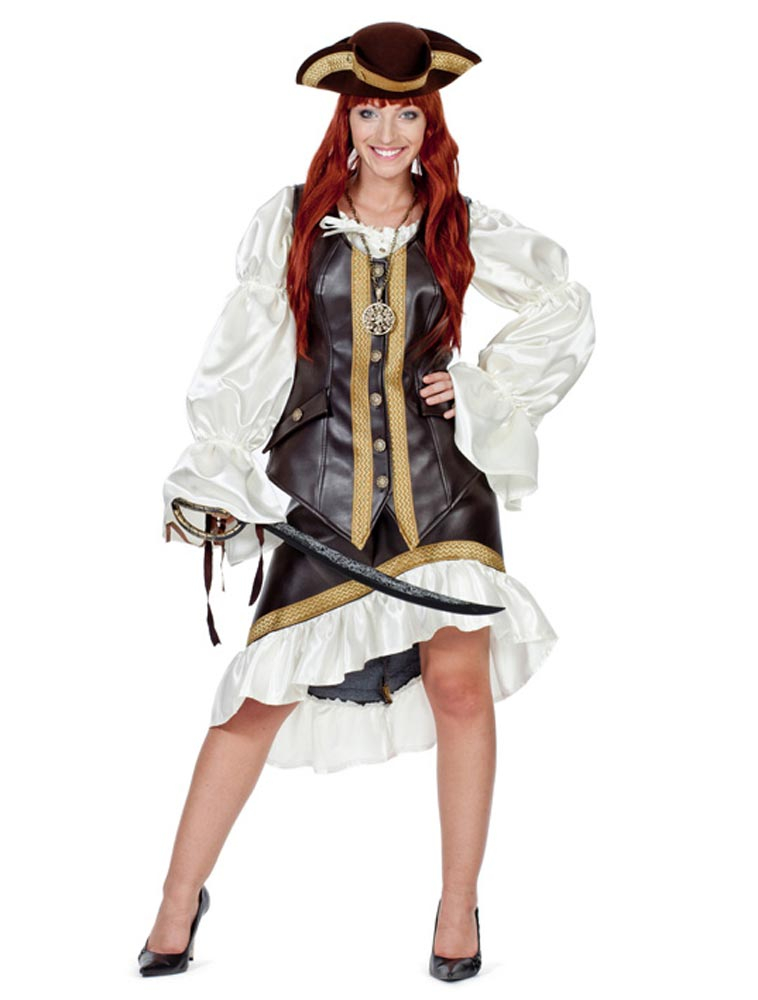 Piratendame 2-tlg. Damen braun/weiß L